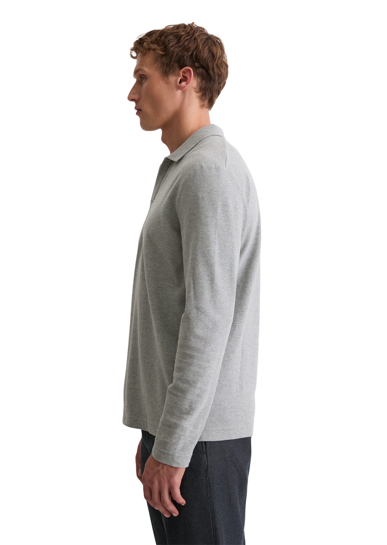 Marc O'Polo Langarm-Poloshirt aus weichem Bio-Baumwoll-Jersey