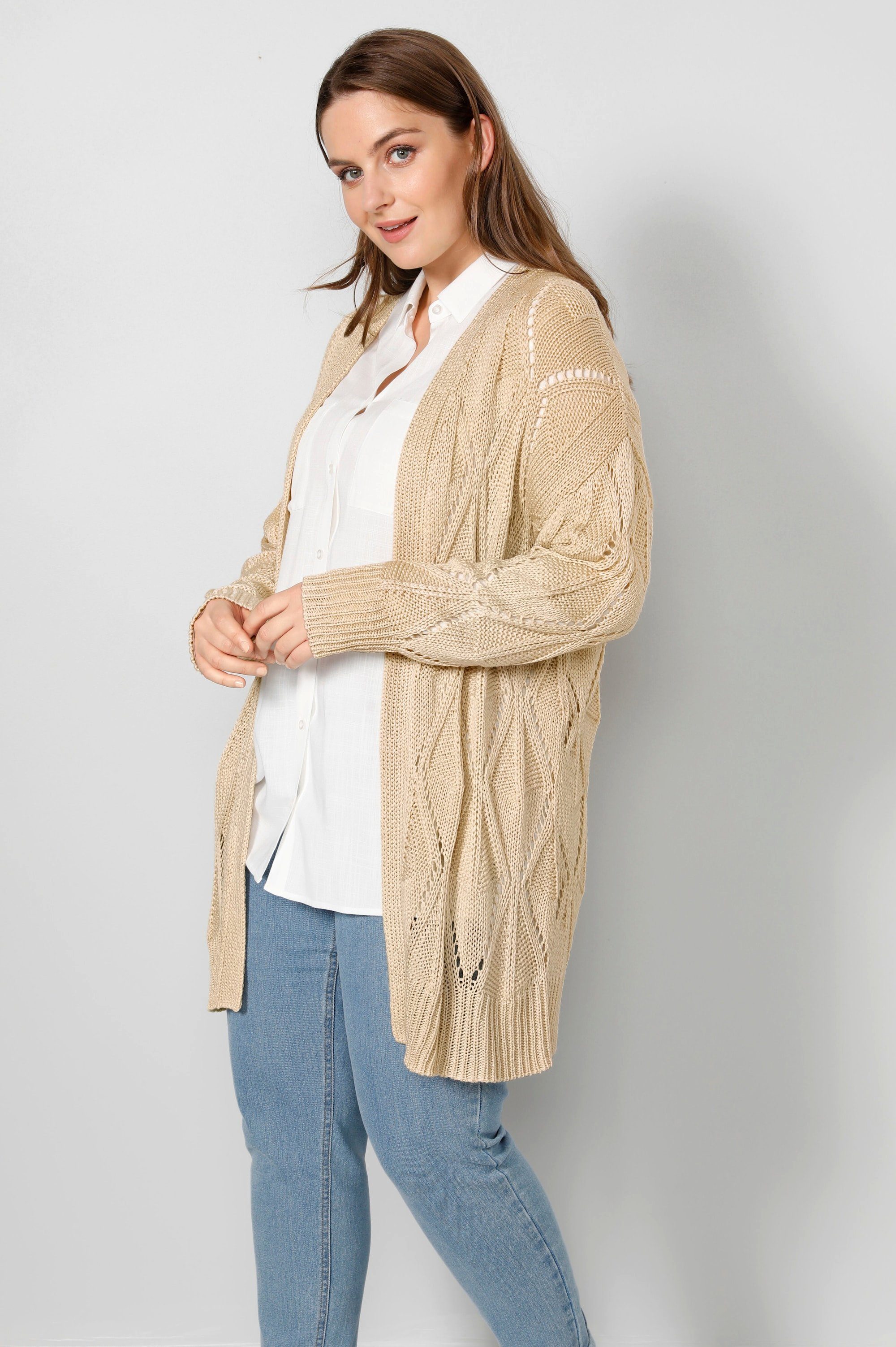 Sara Lindholm Strickjacke Strickjacke Form Strukturstrick oversized offene