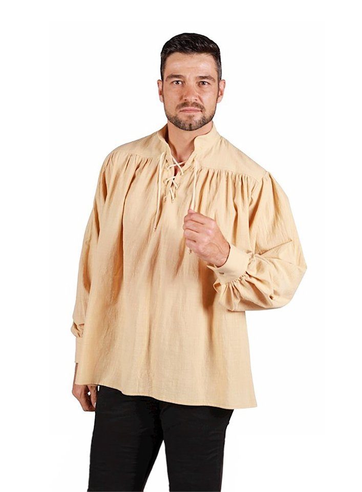 thetru T-Shirt Schnürhemd beige Mittelalter- und Renaissance-Hemd mit Kordelschnürung