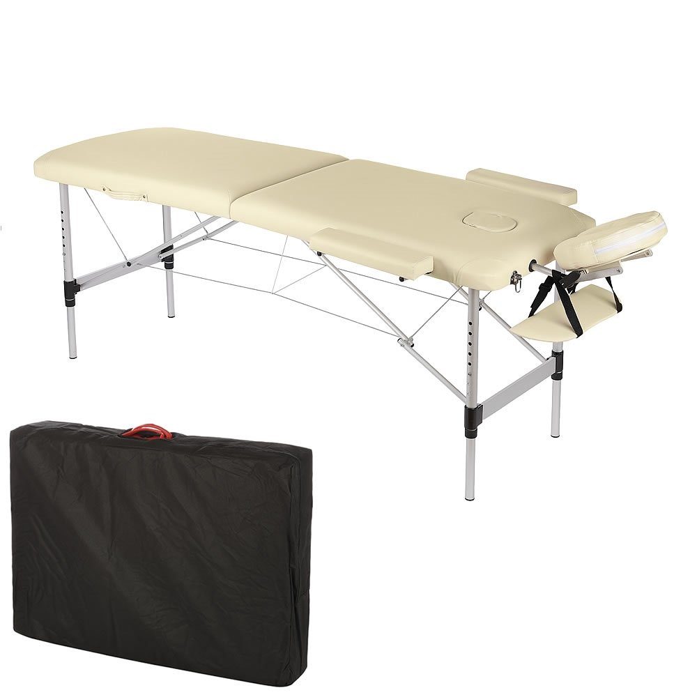 Feel2Home Massageliege Massageliege Aluminium 2 Zonen schwarz Massagebank klappbar Liege (Stück, Premium-Massageliege), Abnehmbare Elemente