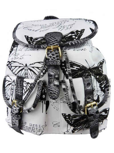 Taschen4life Rucksack Damen Rucksack 260 Schmetterling im casual vintage Design, für Frauen und Mädchen Alltagsrucksack mit Stil sportlich und elegant
