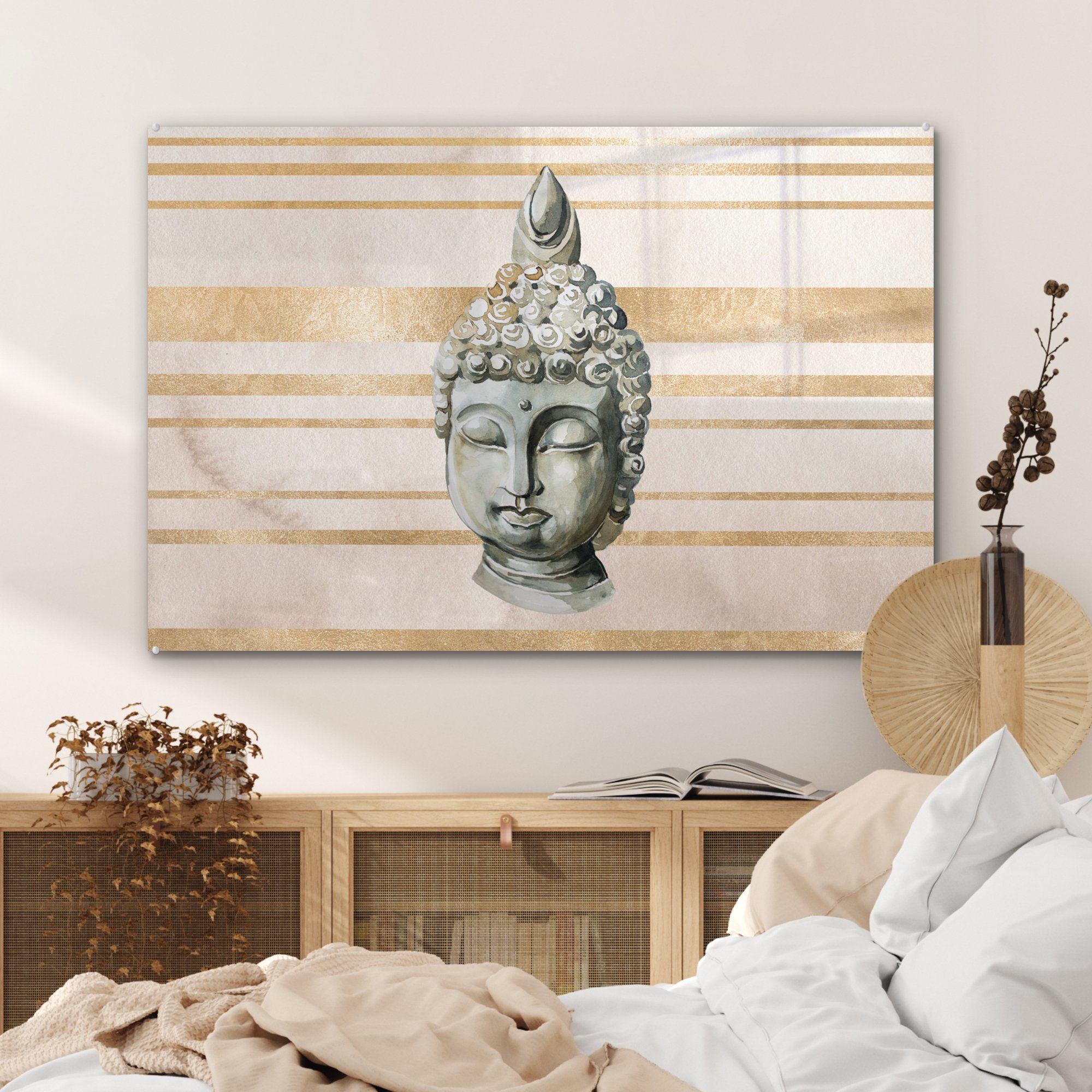 - St), MuchoWow Buddha (1 Weiß, Wohnzimmer Kopf Schlafzimmer Acrylglasbilder & Acrylglasbild -