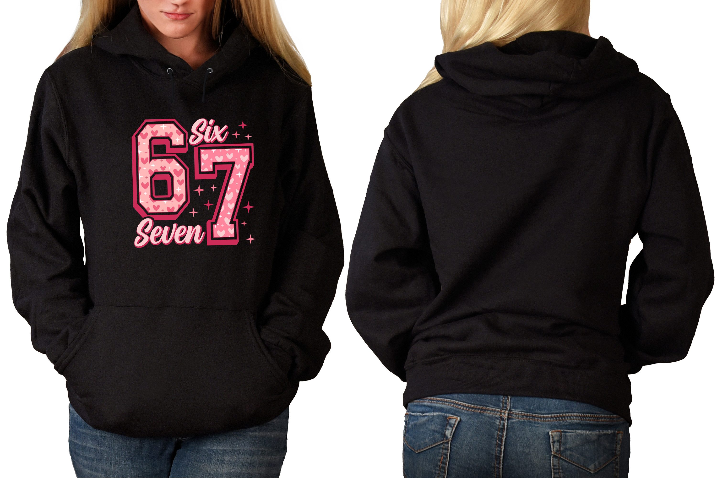 MyDesign24 Hoodie Damen Kapuzensweater 67 Hoodie - six seven Pulli i776