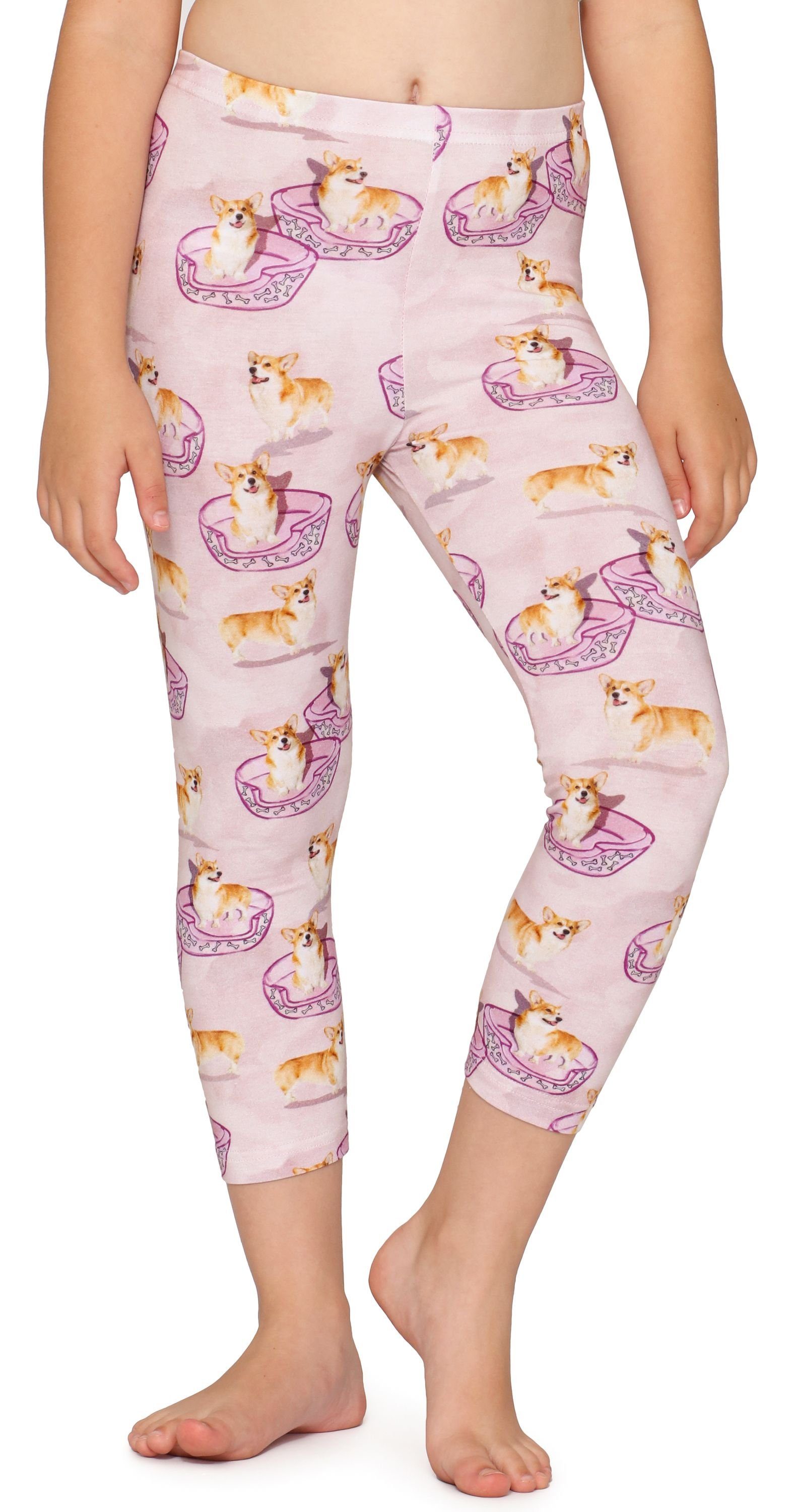 Merry Style Capri Rosa/Hunde Bund 3/4 MS10-405 elastischer (1-tlg) Leggings Mädchen Leggings