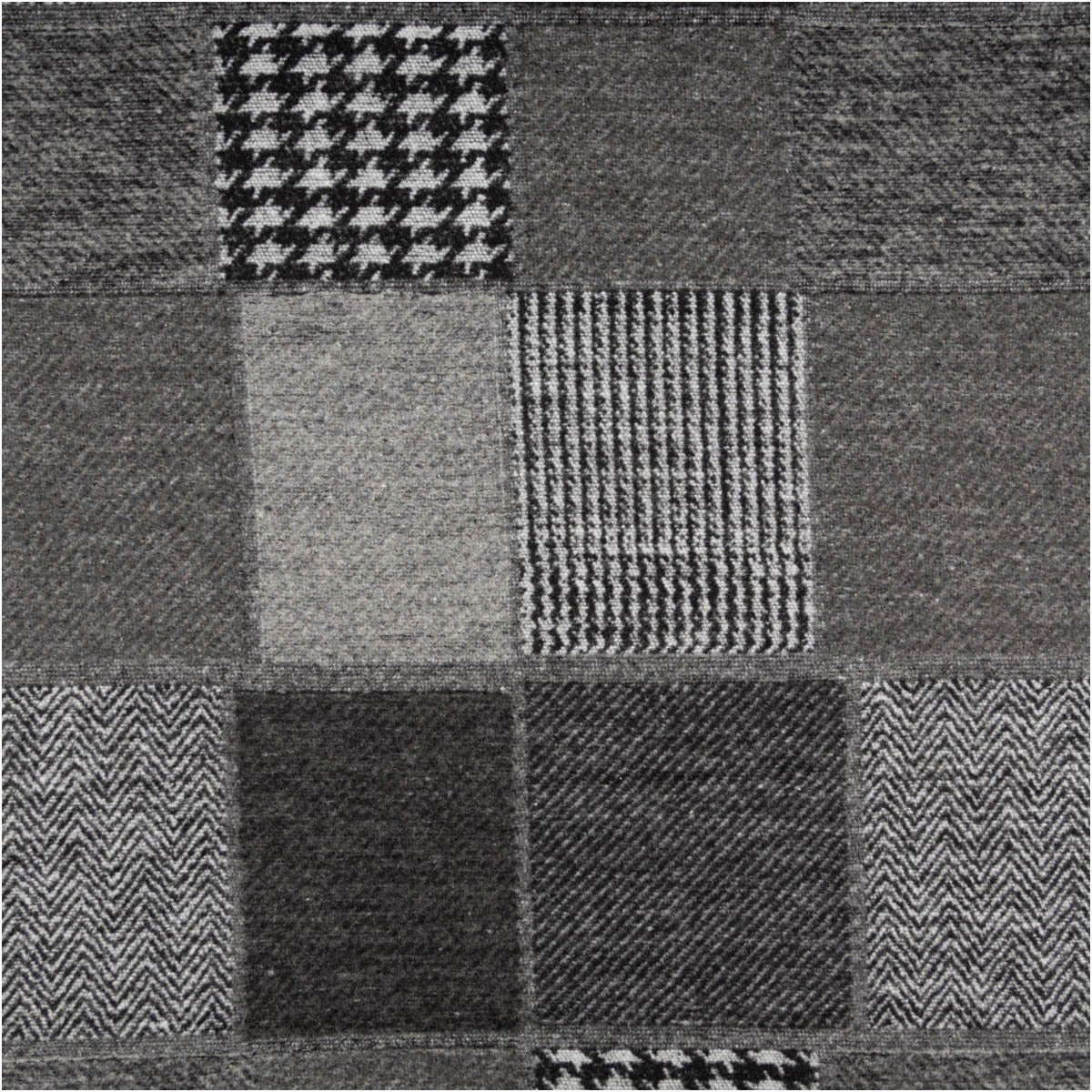 SCHÖNER LEBEN. Stoff Mantelstoff Meterware Jacquard gebürstet Patchwork Karos grau 145cm, pflegeleicht