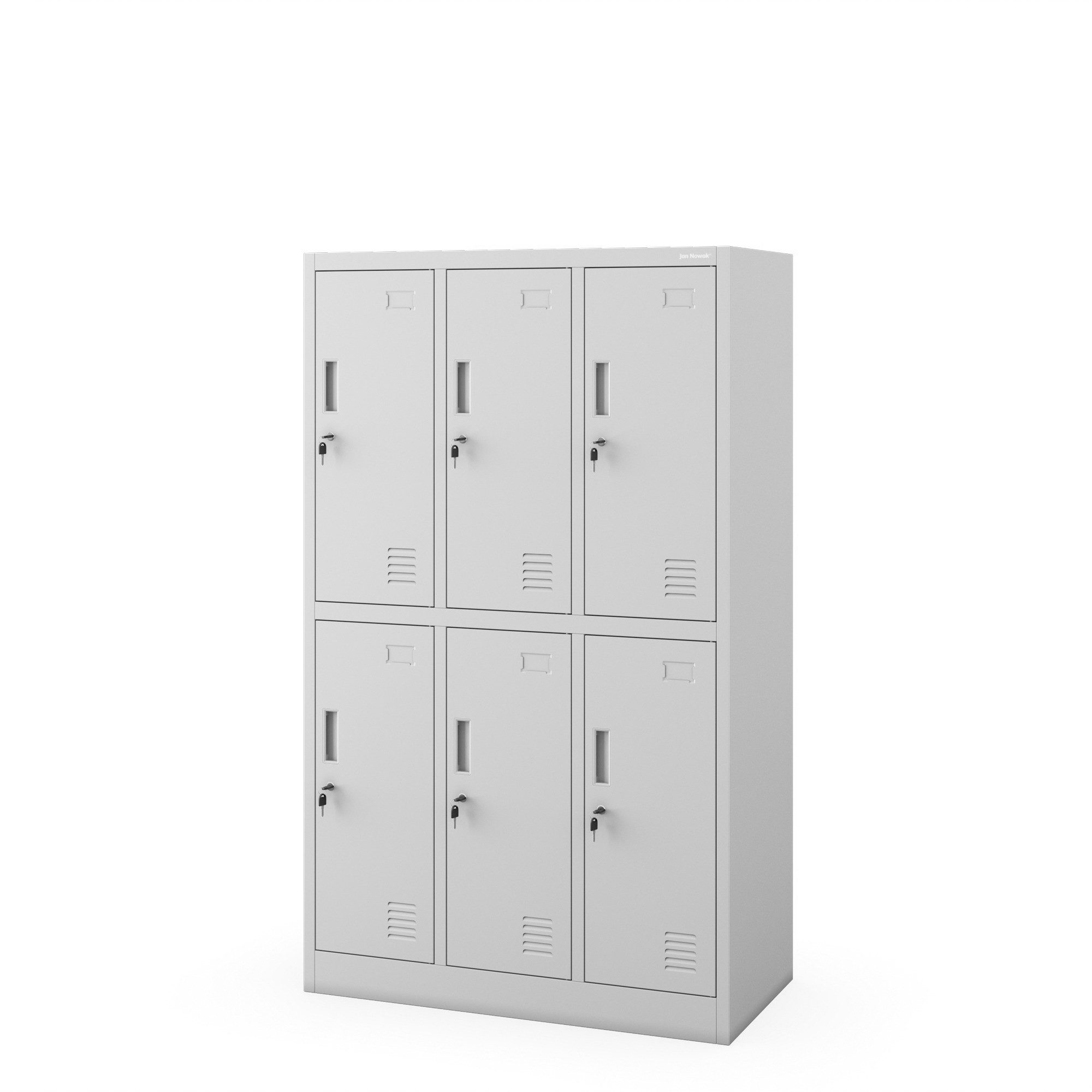 Jan Nowak Mehrzweckschrank Metall Schulspind 90 cm IGOREK 6 Fächer abschließbar 150 cm (Spind Kindergartenspind Umkleide Sportverein Flur Kinder, 0,6 mm 150 x 90 x 45 cm Wandmontage Zylinderschloss 30 kg 46 kg) Lüftungsschlitze Namensschildhalter Kleiders