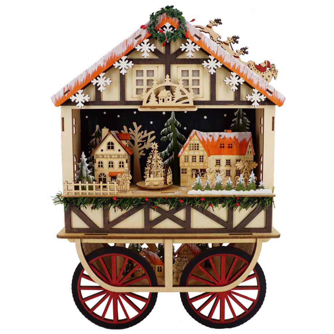 abc HOME Spieluhr Wagen, Weihnachten, LEDs, batteriebetrieben, 48 cm