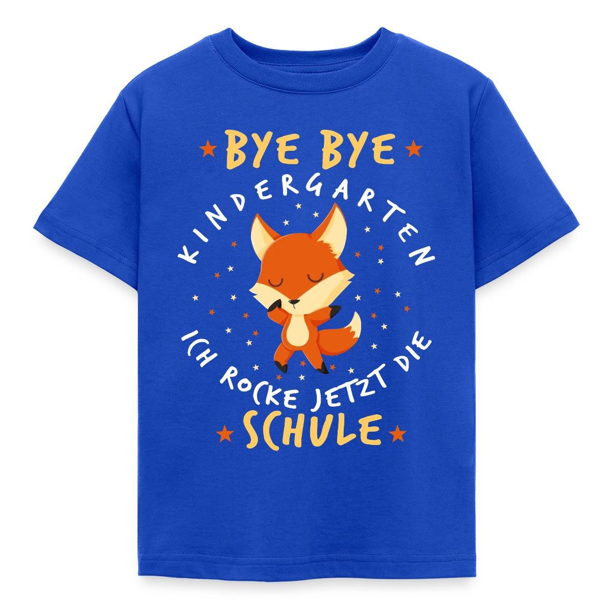 Spreadshirt T-Shirt Bye Bye Kindergarten Ich Rocke Jetzt Die Schule Fuchs Kinder T-Shirt (1-tlg)
