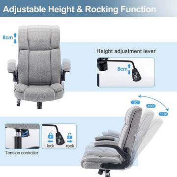 LIYURUI Bürostuhl (Stuhl mit atmungsaktiver Stoffbezug, höhenverstellbarer bequemer), Bürostuhl, hochklappbare Armlehnen 110°Schaukeln, Atmungsaktiv113KG