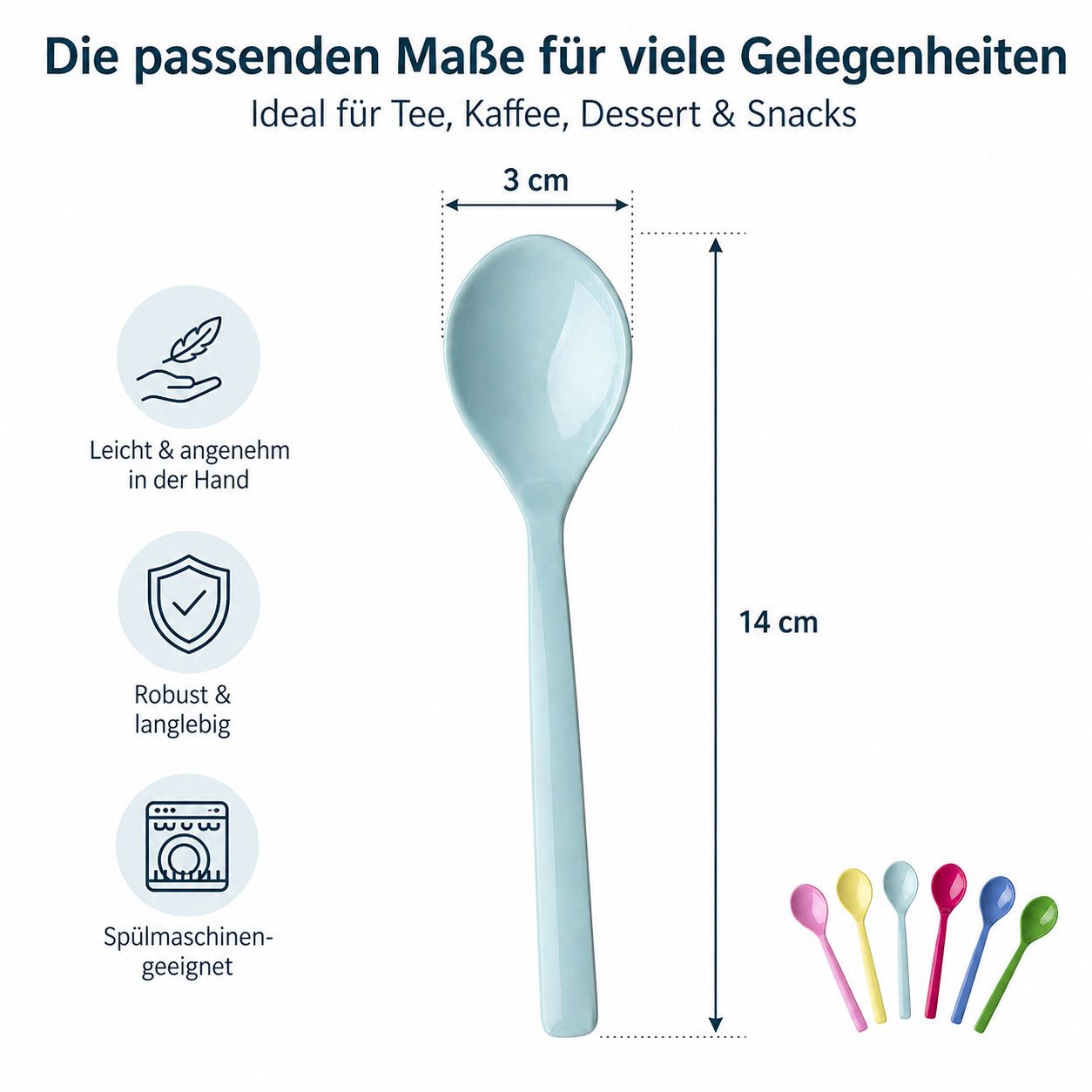 rice Teelöffel Rice Melamin Teelöffel 6er Pack in Classic Farben (2 Stück) – Bild 5 von 5