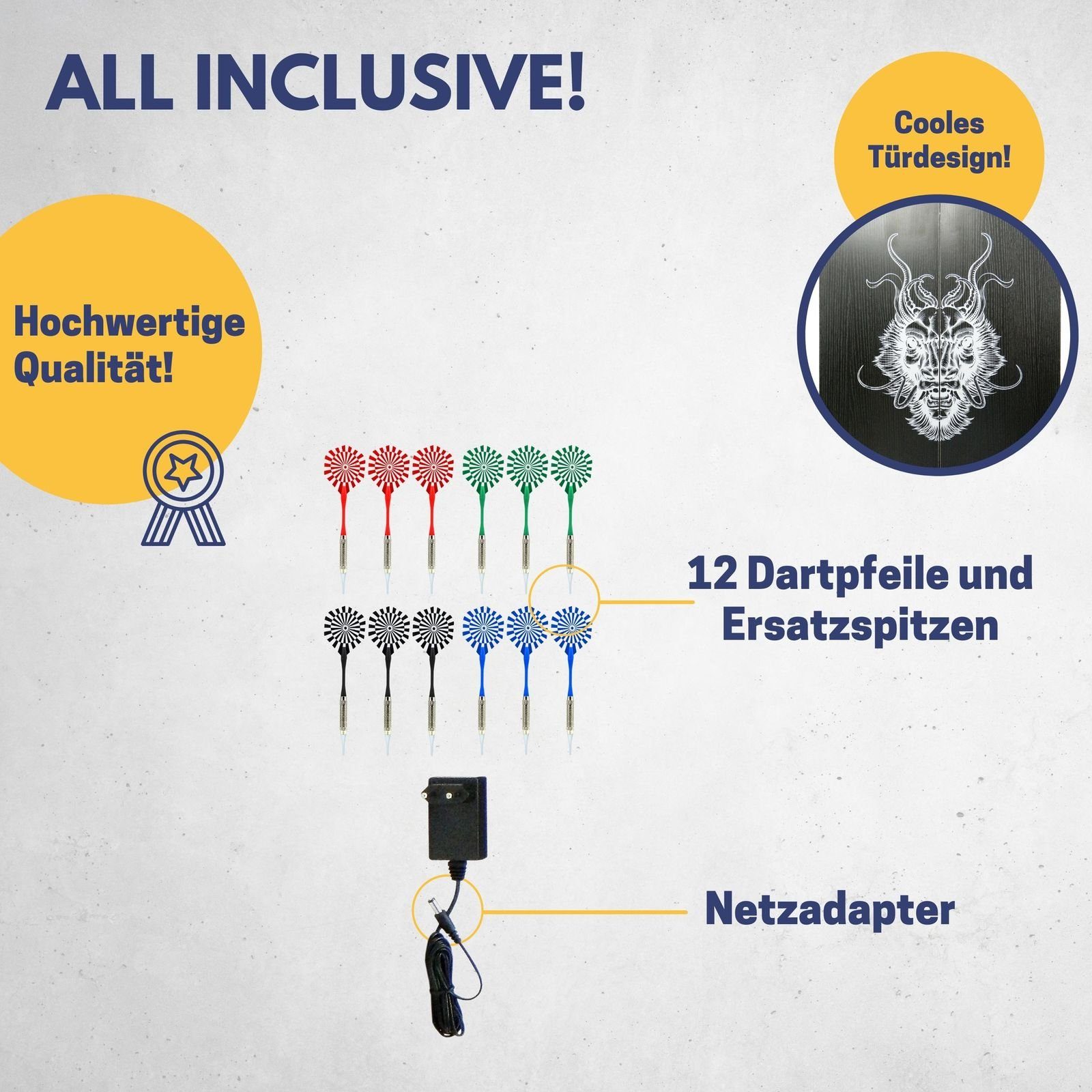 B Best Sporting Dartautomat Elektronische Dartscheibe Glasgow mit LCD-Anzeigen, E-Dartscheibe mit 12 Dartpfeilen & Ersatzspitzen