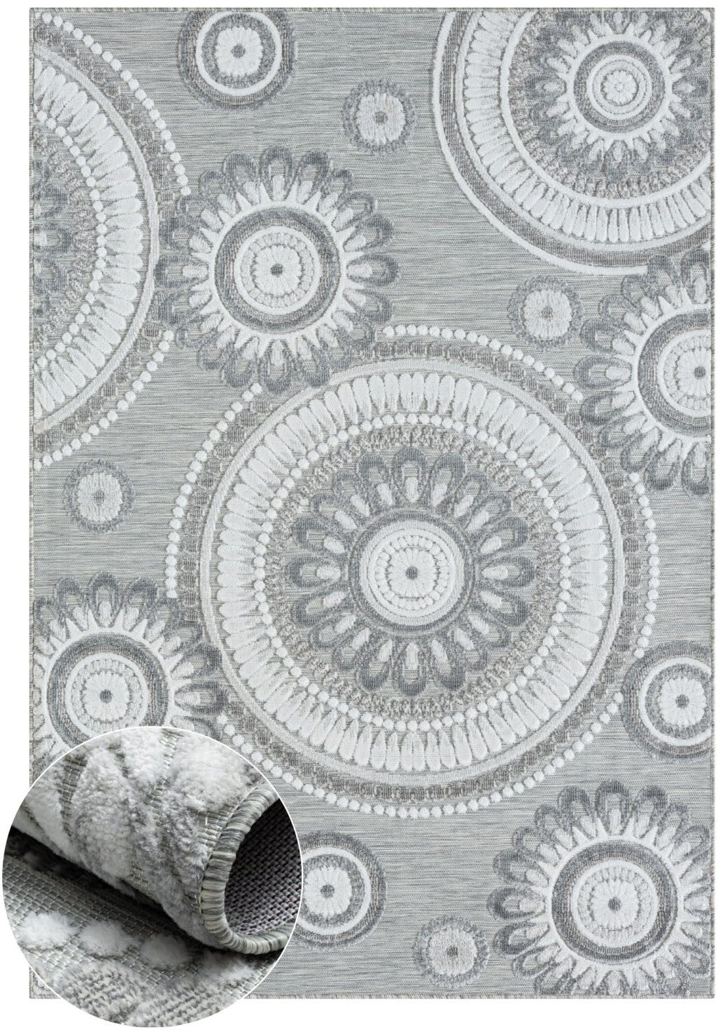 Myflair Möbel & Accessoires Outdoorteppich Loop, LAGERRÄUMUNG!, rechteckig, Höhe: 8 mm, modernes Design, Hoch-Tief Effekt, Outdoor geeignet, Balkon, Terrasse