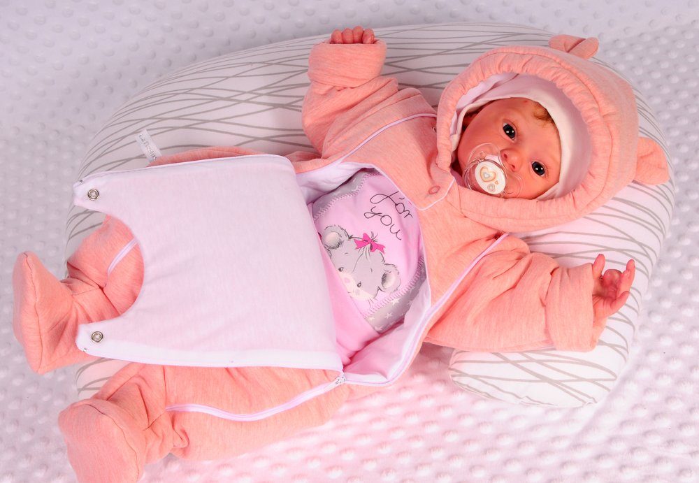 La Bortini Schneeoverall Baby Overall Wagenanzug mit Katze Übergangsoverall aus Baumwolle, gefüllt, 44 50 56 62 68 74