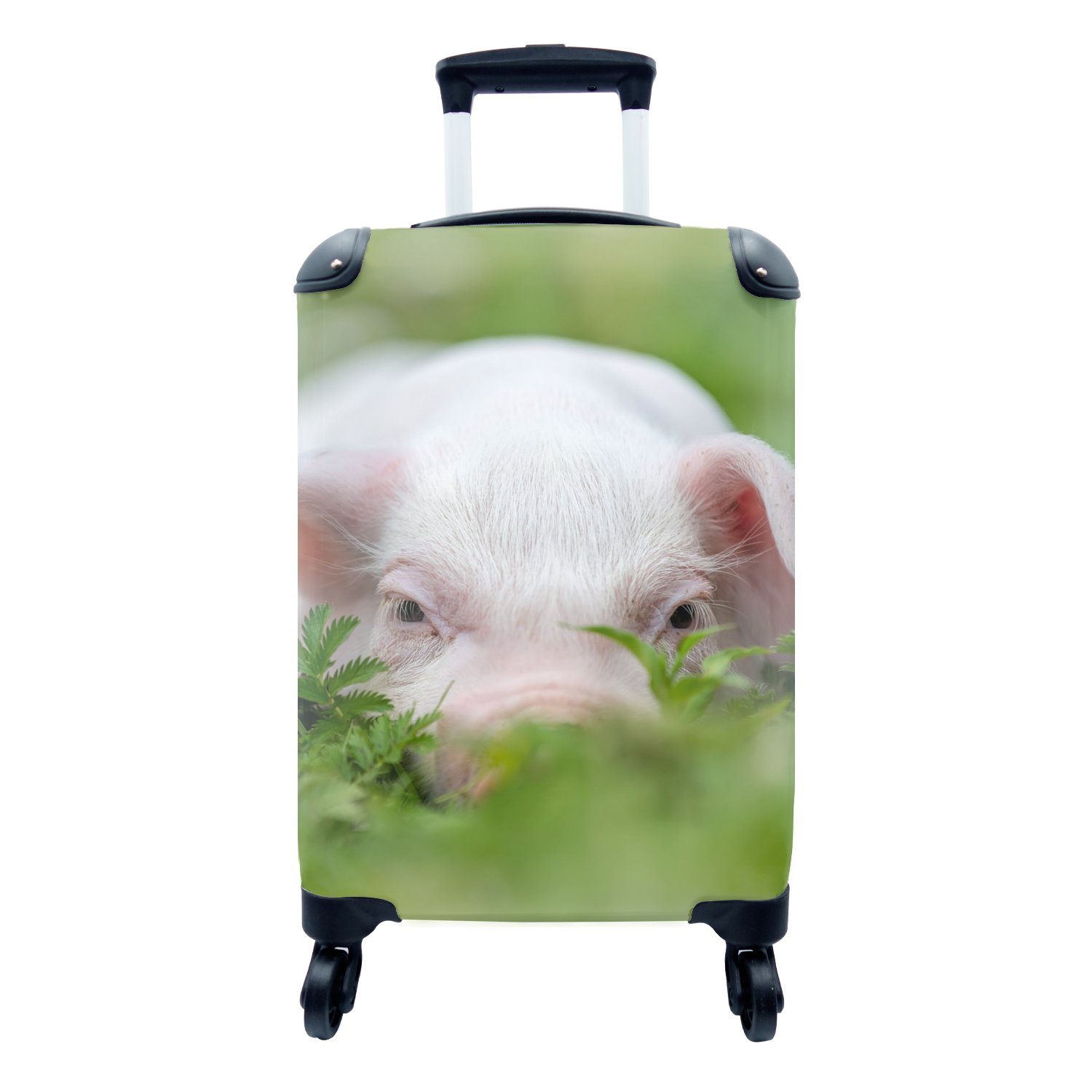 MuchoWow Handgepäckkoffer Schwein - Tiere - Groß, 4 Rollen, Reisetasche mit rollen, Handgepäck für Ferien, Trolley, Reisekoffer