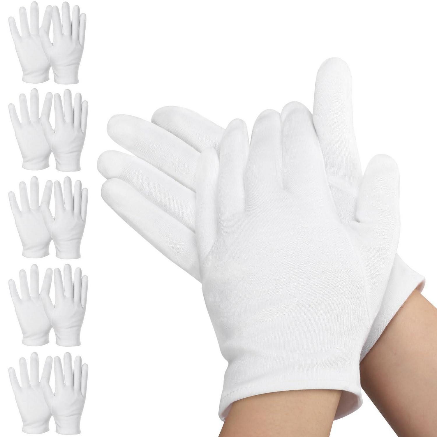 LuxusKollektion Baumwollhandschuhe Baumwollhandschuhe Weiß S 5 Paar (5-St)