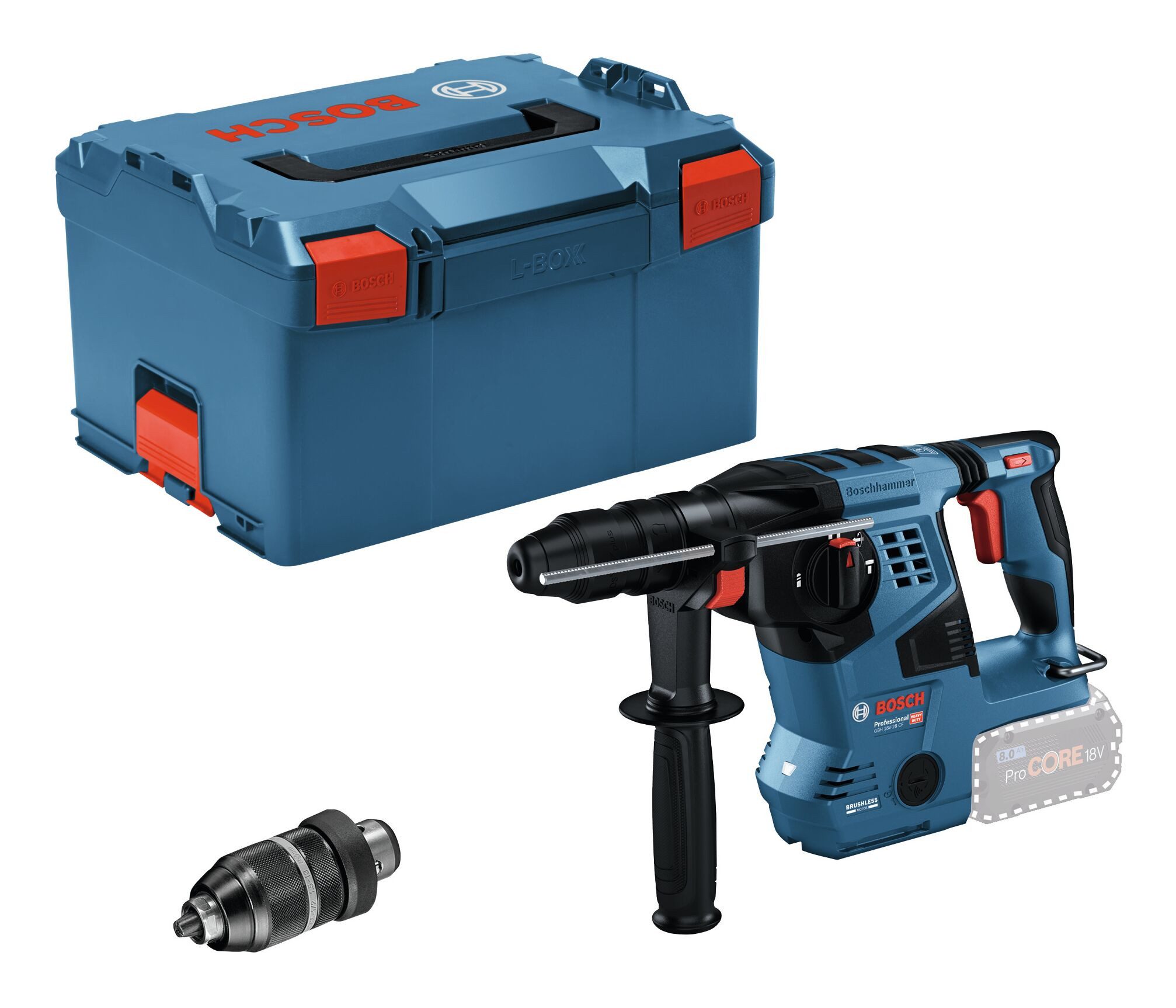 BOSCH Akku-Kombibohrhammer GBH 18V-28 CF, 18 V, Bohrhammer mit SDS plus Ohne Akku - in L-BOXX 238