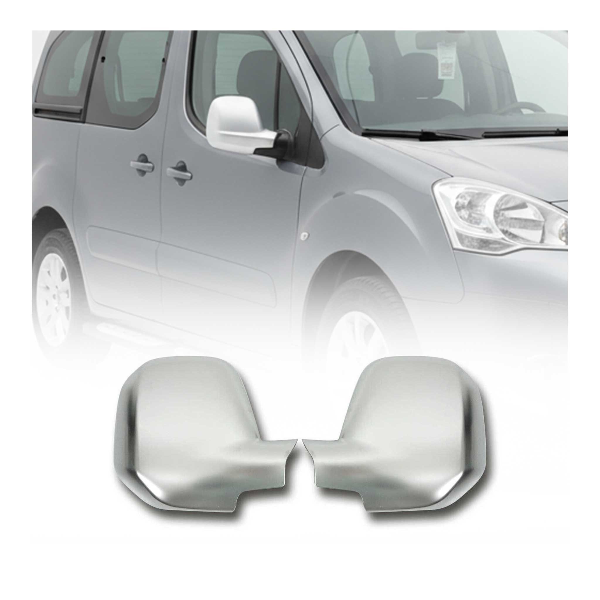 OMAC Zierleisten-Aufkleber Spiegelkappen für Citroen Berlingo 2008-2012 Chrom ABS Matt, (2tlg), Langlebig,Einfache Reinigung,Einfache Installation,Rostbeständig