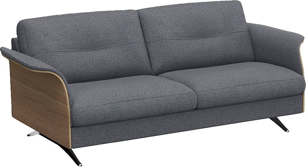 FLEXLUX 2,5-Sitzer Glow Sofa, Couch, Premium-Sitz: Kaltschaum & Federkern, Arml. geölte Eiche, Fuß Alu