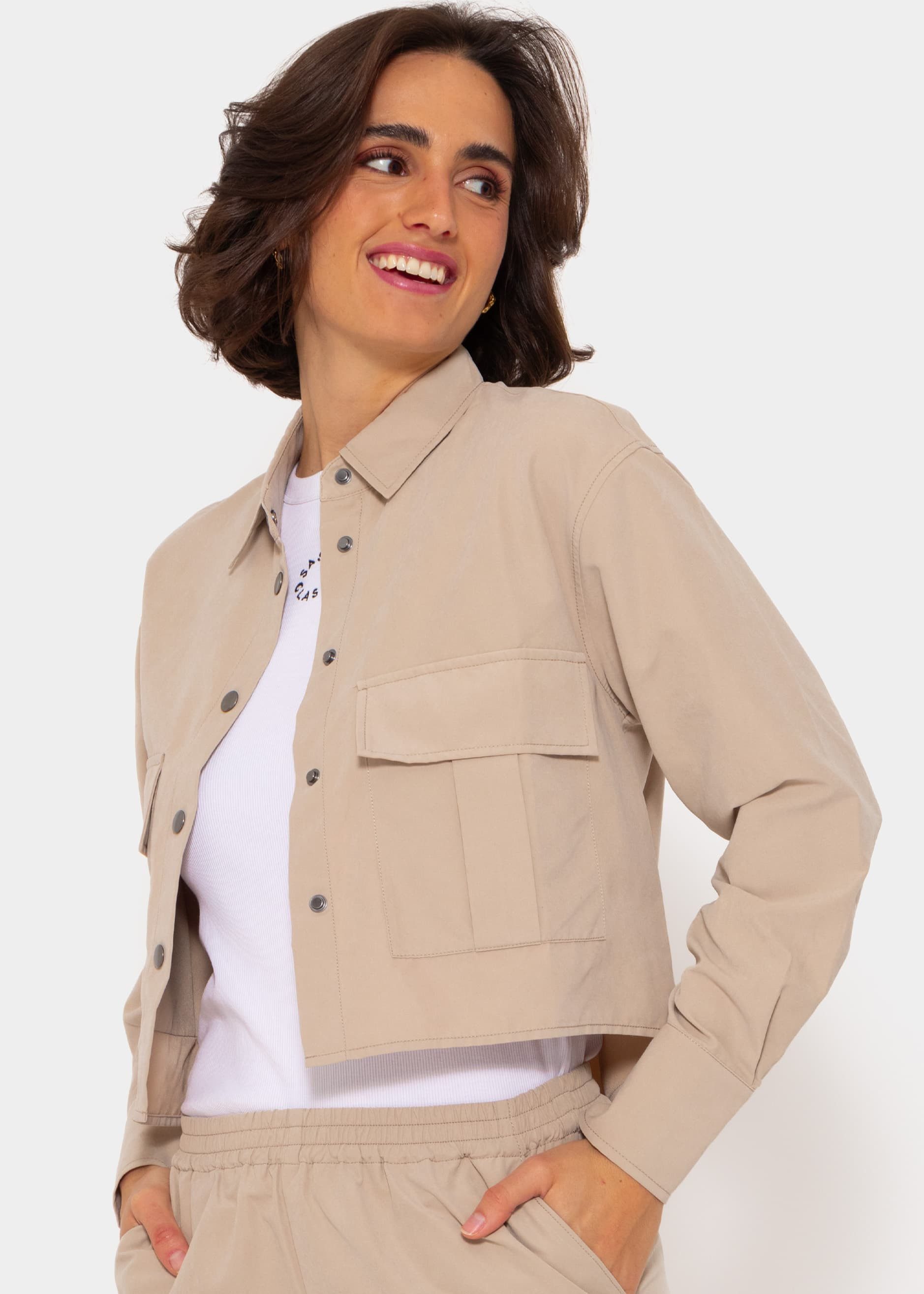 SASSYCLASSY Blusenjacke Oversize cropped Blusenjacke Damen Cropped Blusenjacke