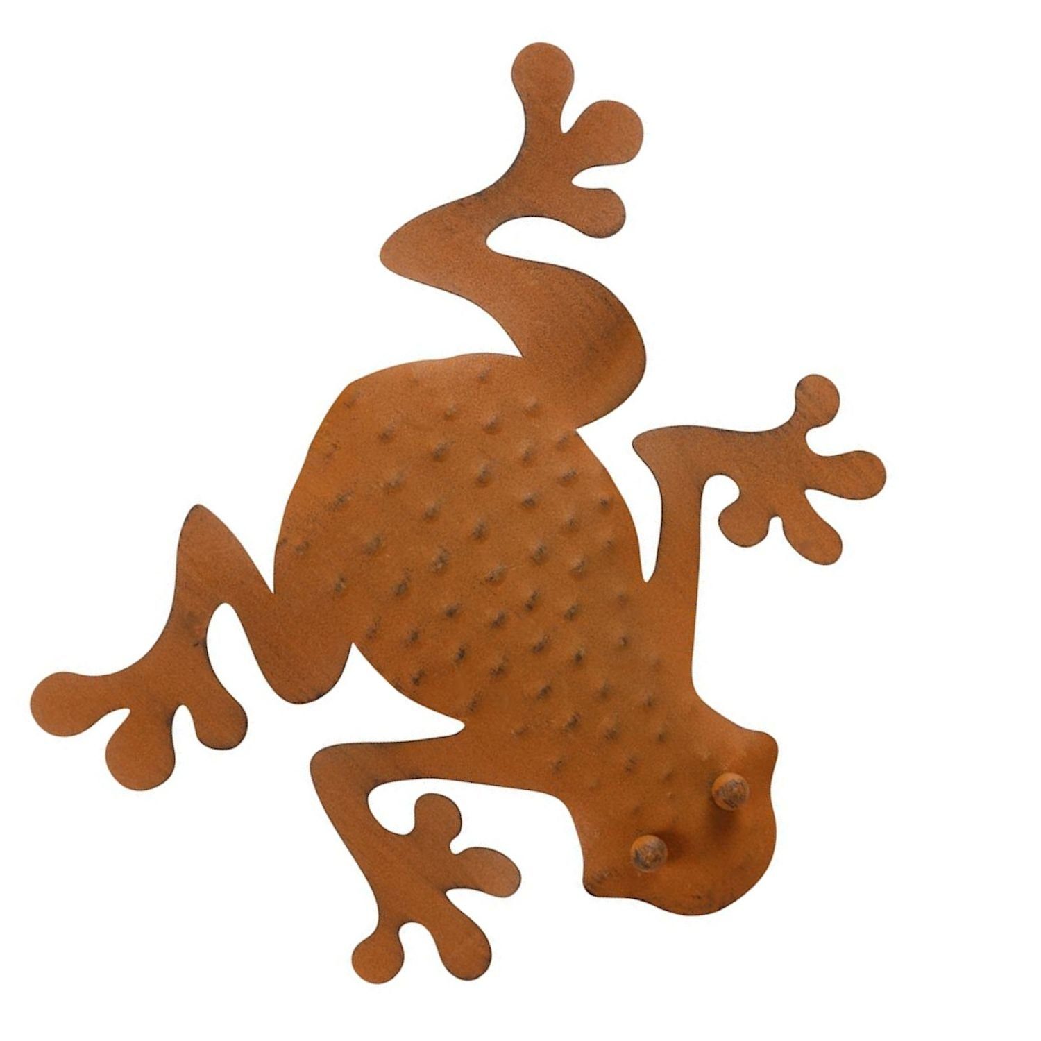 Gartenfigur Deko Frosch aus Metall rostbraun Dekofigur Wanddeko Gartendeko Gartenf