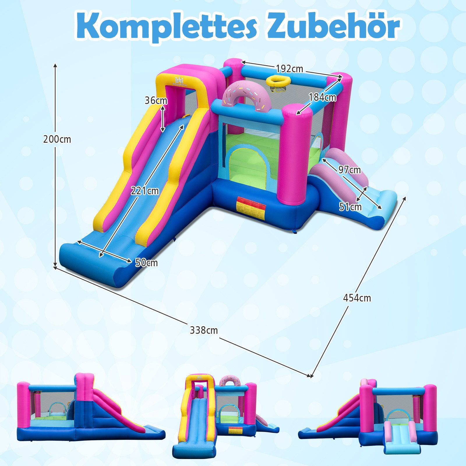 COSTWAY Hüpfburg, (1-tlg), mit Rutsche, Sprungbereich, Tragetasche, groß