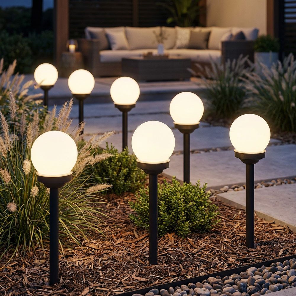 etc-shop LED Solarleuchte, LED-Leuchtmittel fest verbaut, Kugelleuchte Solar 10 cm Solarleuchte Kugel Garten LED Gartendeko
