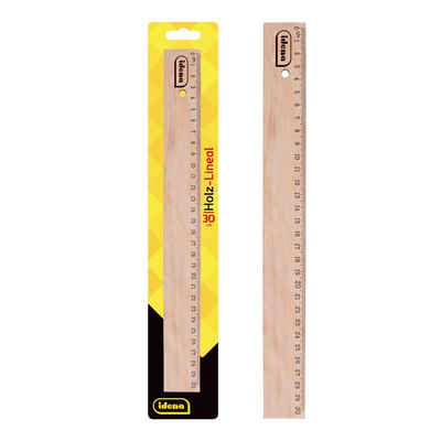 Idena Lineal Idena 10425 - Holz-Lineal mit 30 cm Länge, Millimeter- und Zentimeter-