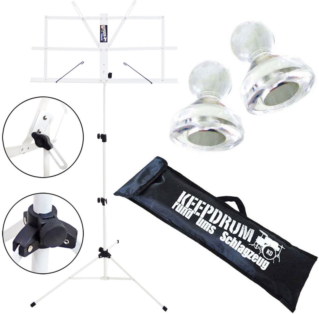 keepdrum Notenpult keepdrum MUS2WH Notenständer Weiss mit 10 Magnete, Vorteils-Set