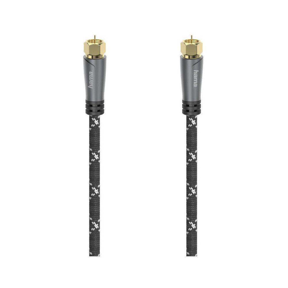 Hama Hama SAT-Anschlusskabel 120 dB 1,5m F-Stecker grau/schwarz Elektro-Kabel, F-Stecker, F-Stecker, Hochwertiges SAT-Anschlusskabel mit 120 dB