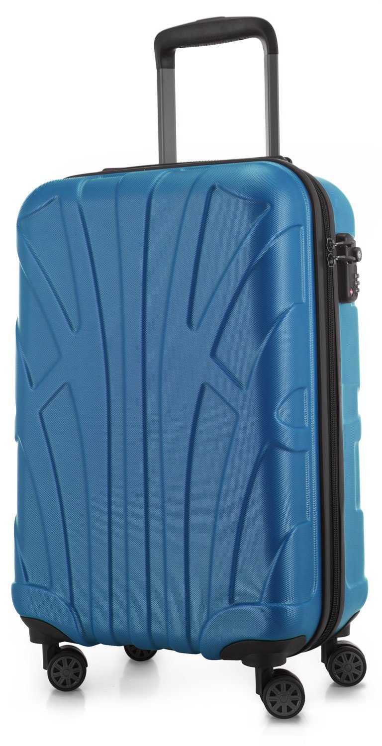 Suitline Handgepäckkoffer S1, 4 Rollen, Robust, Leicht, TSA Zahlenschloss, 55 cm, 33 L Packvolumen Cyanblau