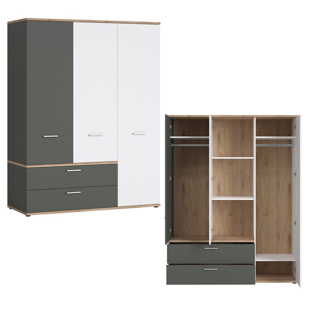 3-trg. mit (Sparset, Bett 6-tlg), Schreibtisch Jugendzimmer-Set 120x200, Lomadox Kleiderschrank, TOMAR-129,