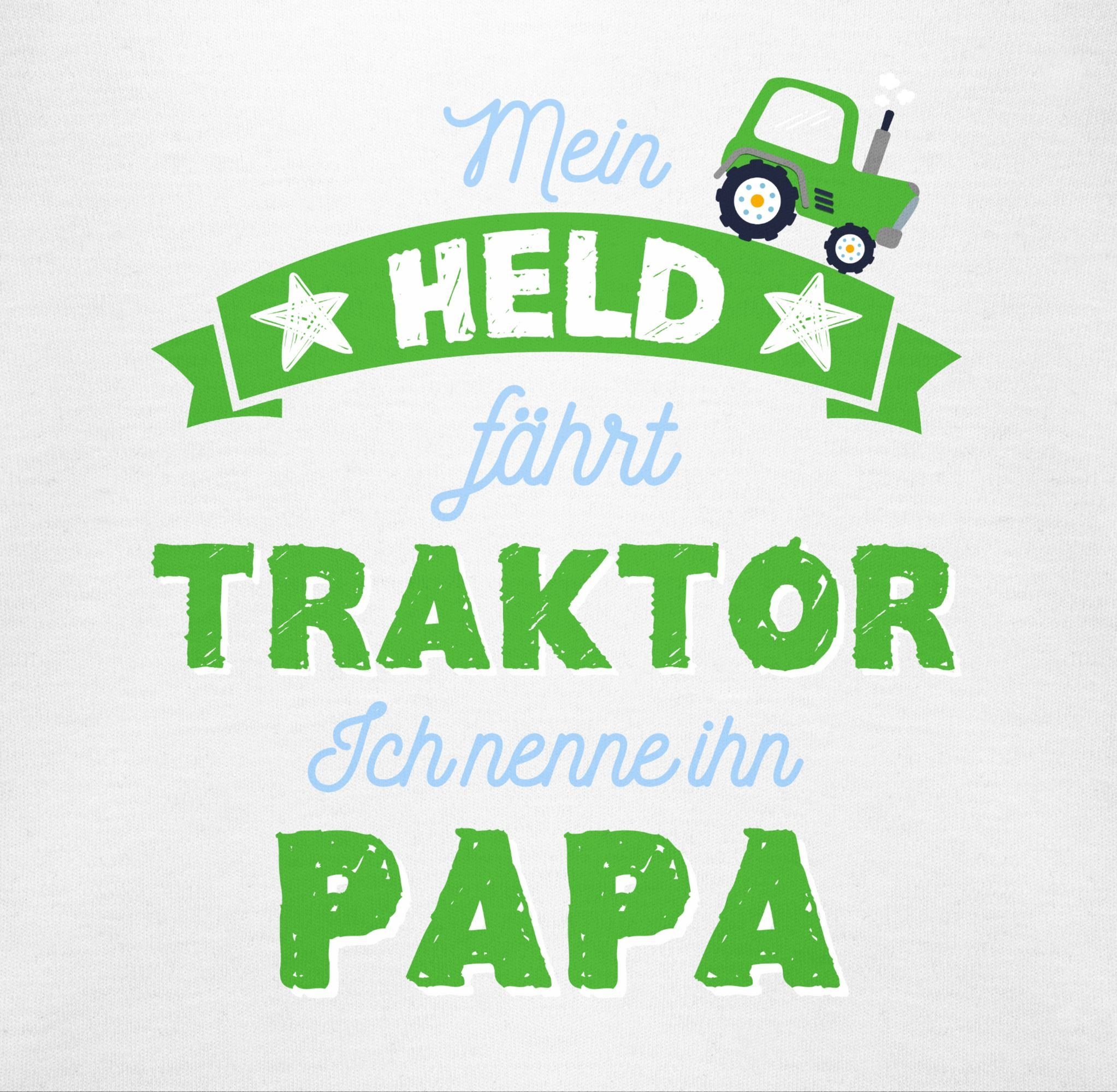 Shirtracer Shirtbody Mein fährt Papa Held 2 Traktor Baby Weiß Geschenk Vatertag