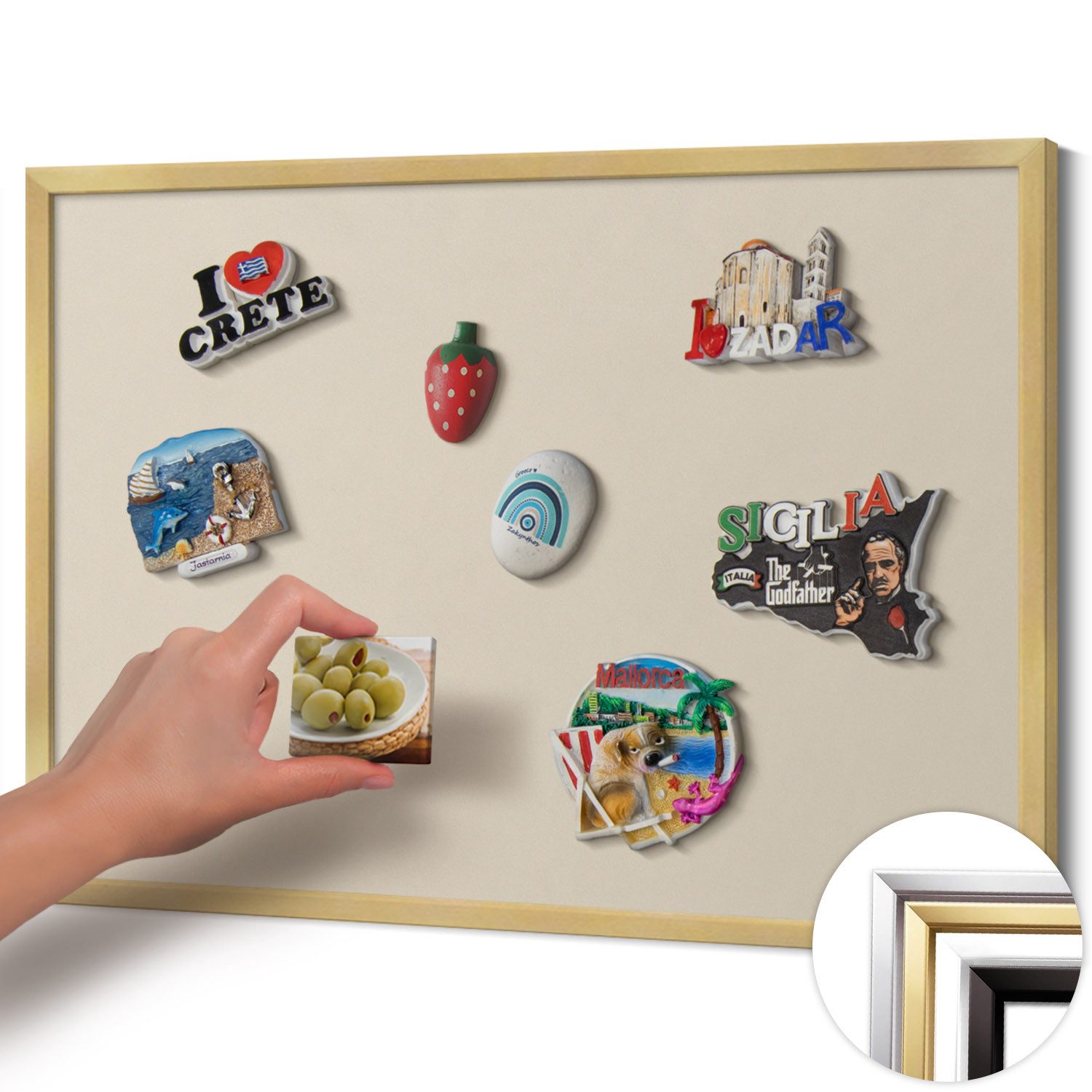 Tulup Magnettafel mit goldenem Rahmen, verschiedenen Farben, für Zuhause und Büro, Magnetisches Memoboard Dekorative für Erinnerungen