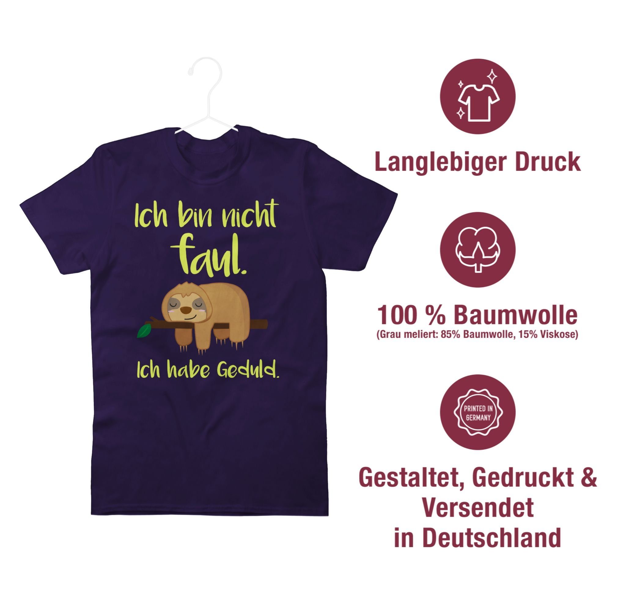 Shirtracer T-Shirt Ich Lila Statement nicht bin 03 farbig faul mit Sprüche Spruch