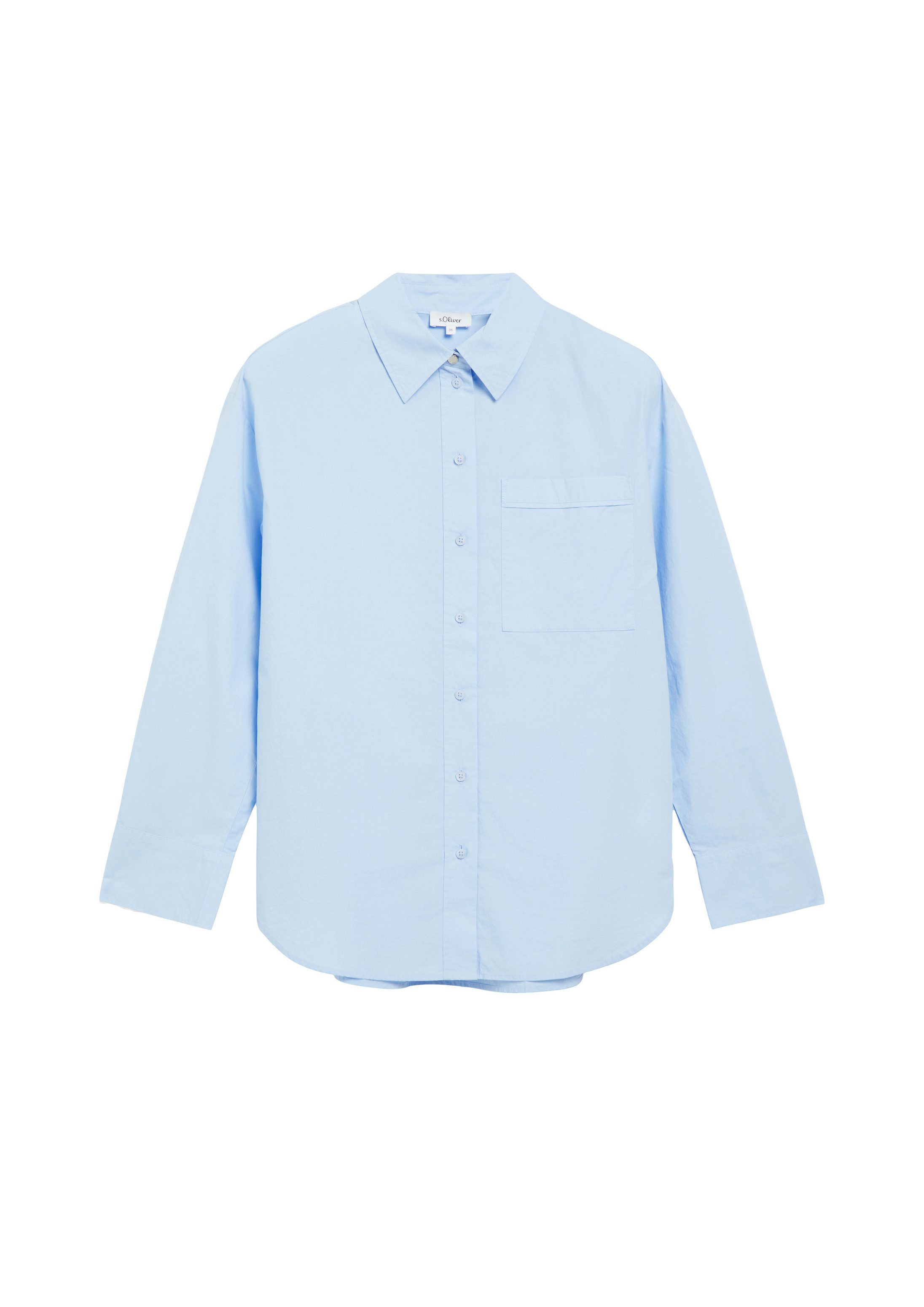 s.Oliver Langarmbluse Bluse Poplin-Bluse mit Brusttasche