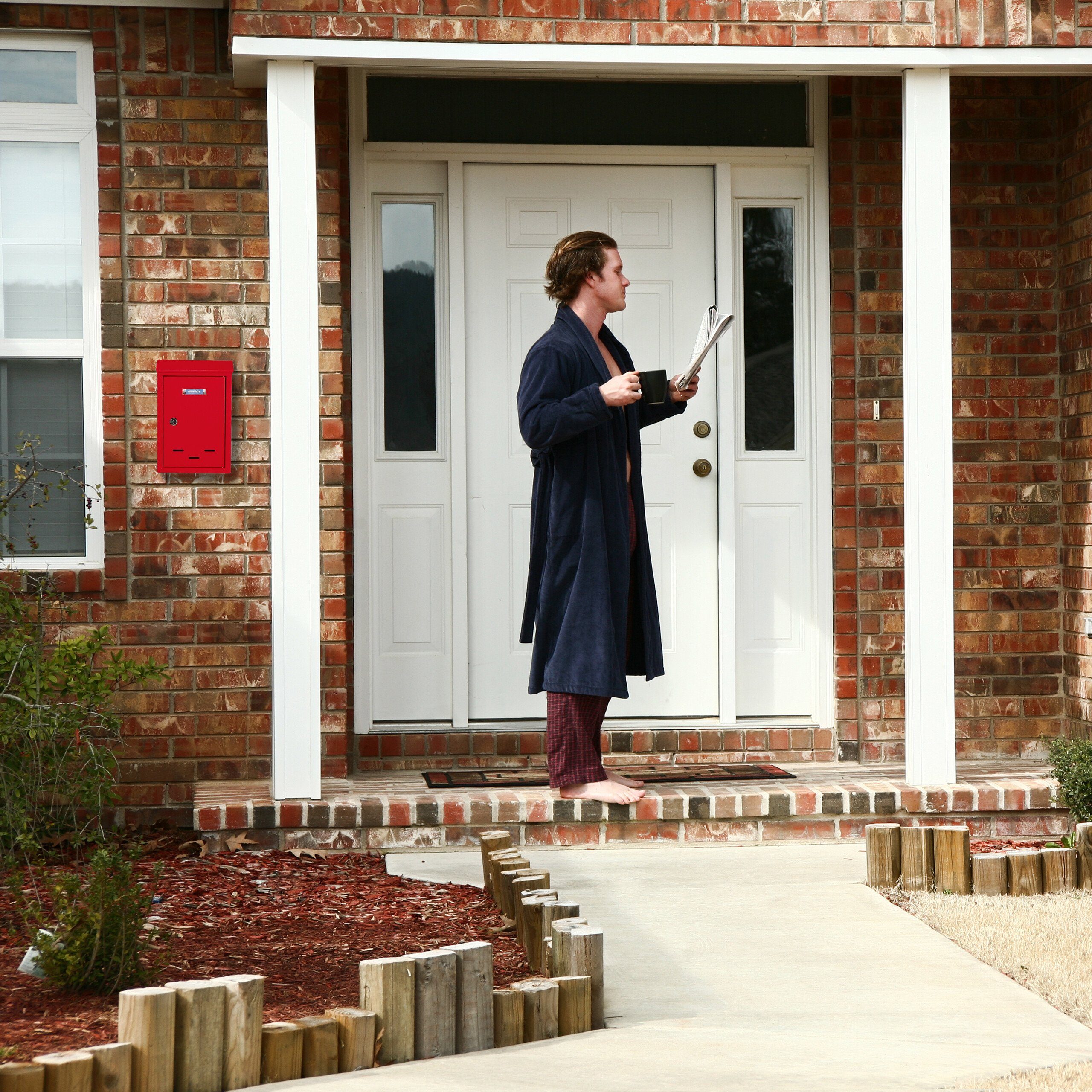 relaxdays Briefkasten mit Namensschild, rot