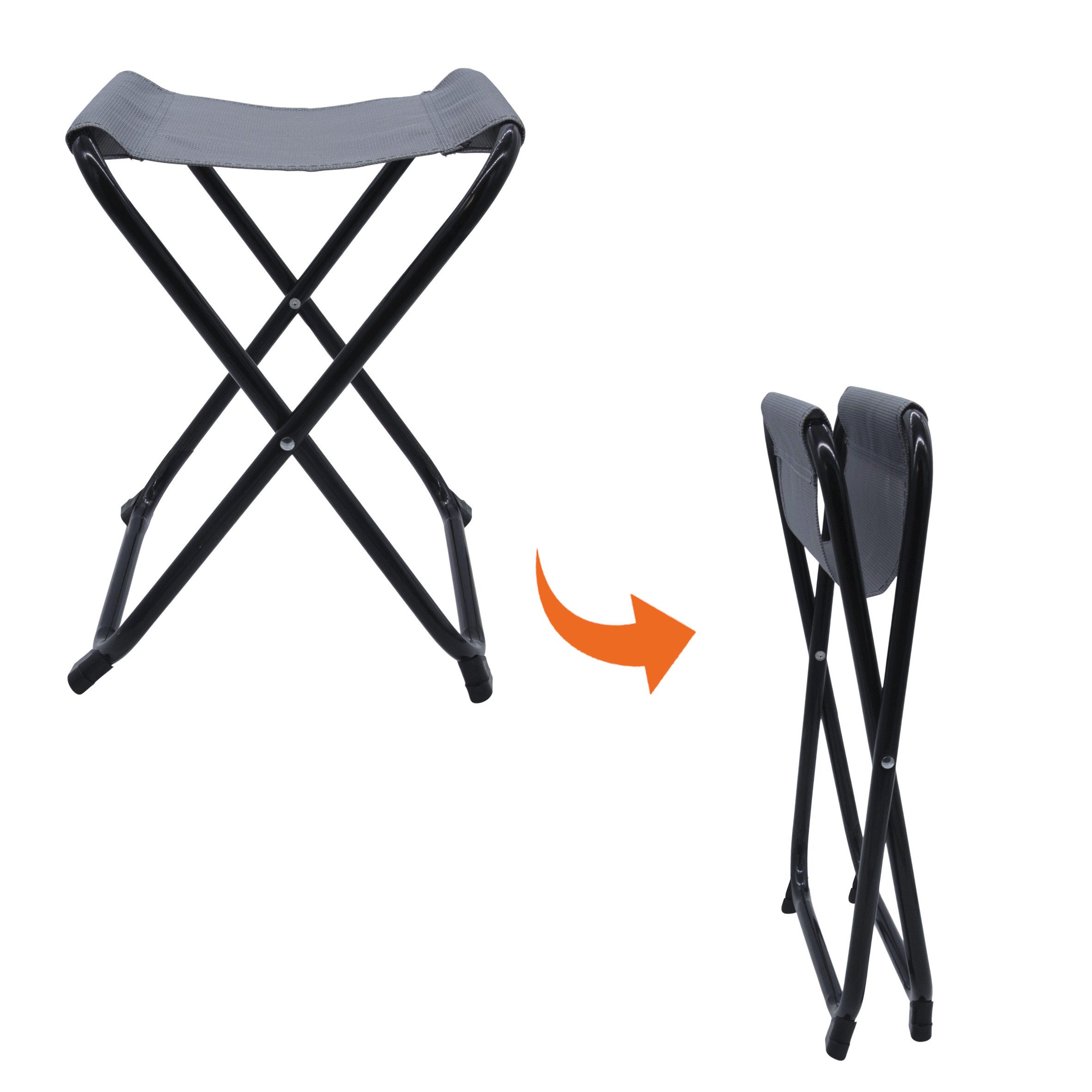 Spetebo Angelhocker Metall Klapphocker grau - 36 x 32 cm (Stück, 1 St., Falthocker), Robuster faltbarer Hocker mit Metall Gestell
