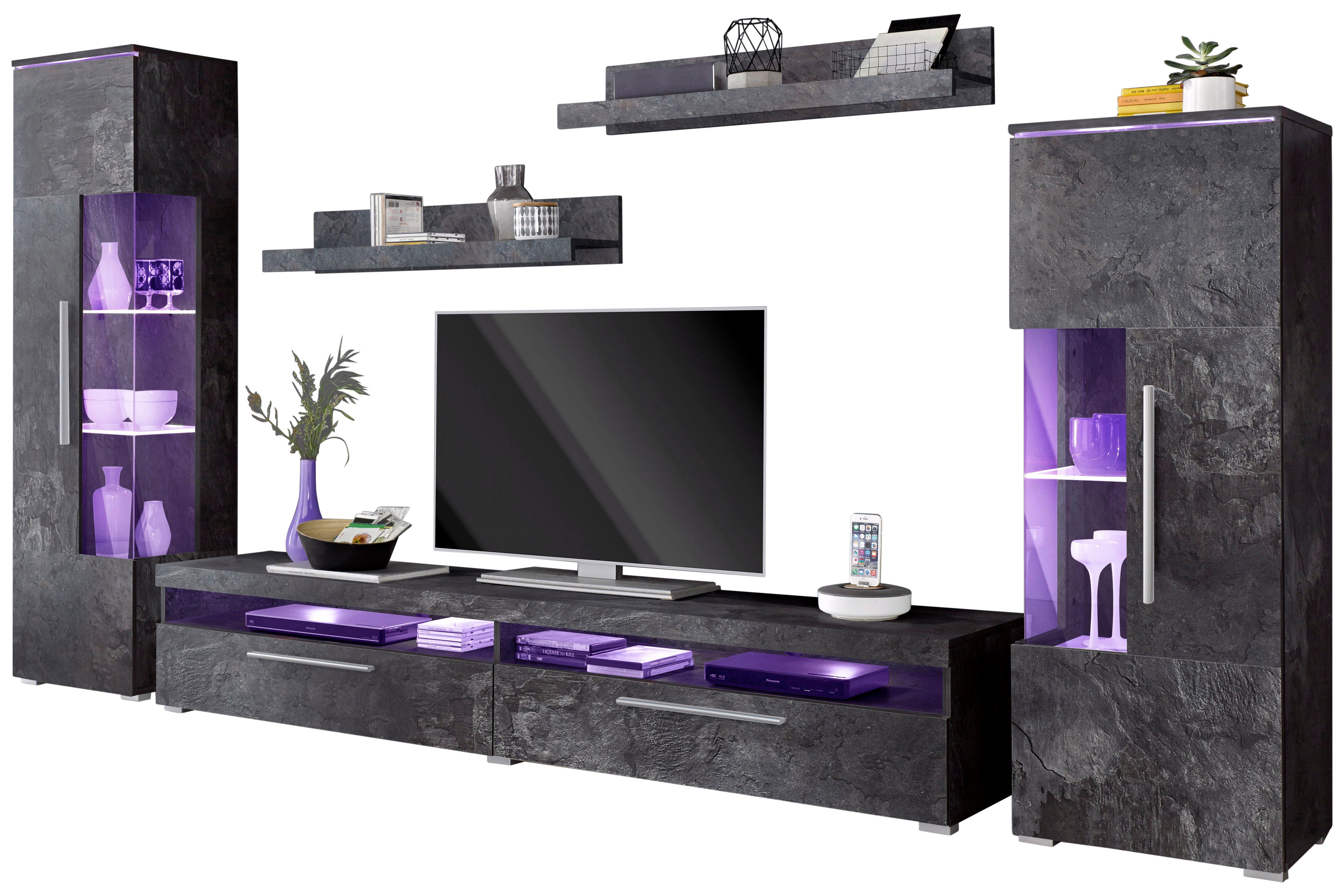 INOSIGN Wohnwand India,Breite 290cm moderne Mediawand ohne Beleuchtung, (Se günstig online kaufen