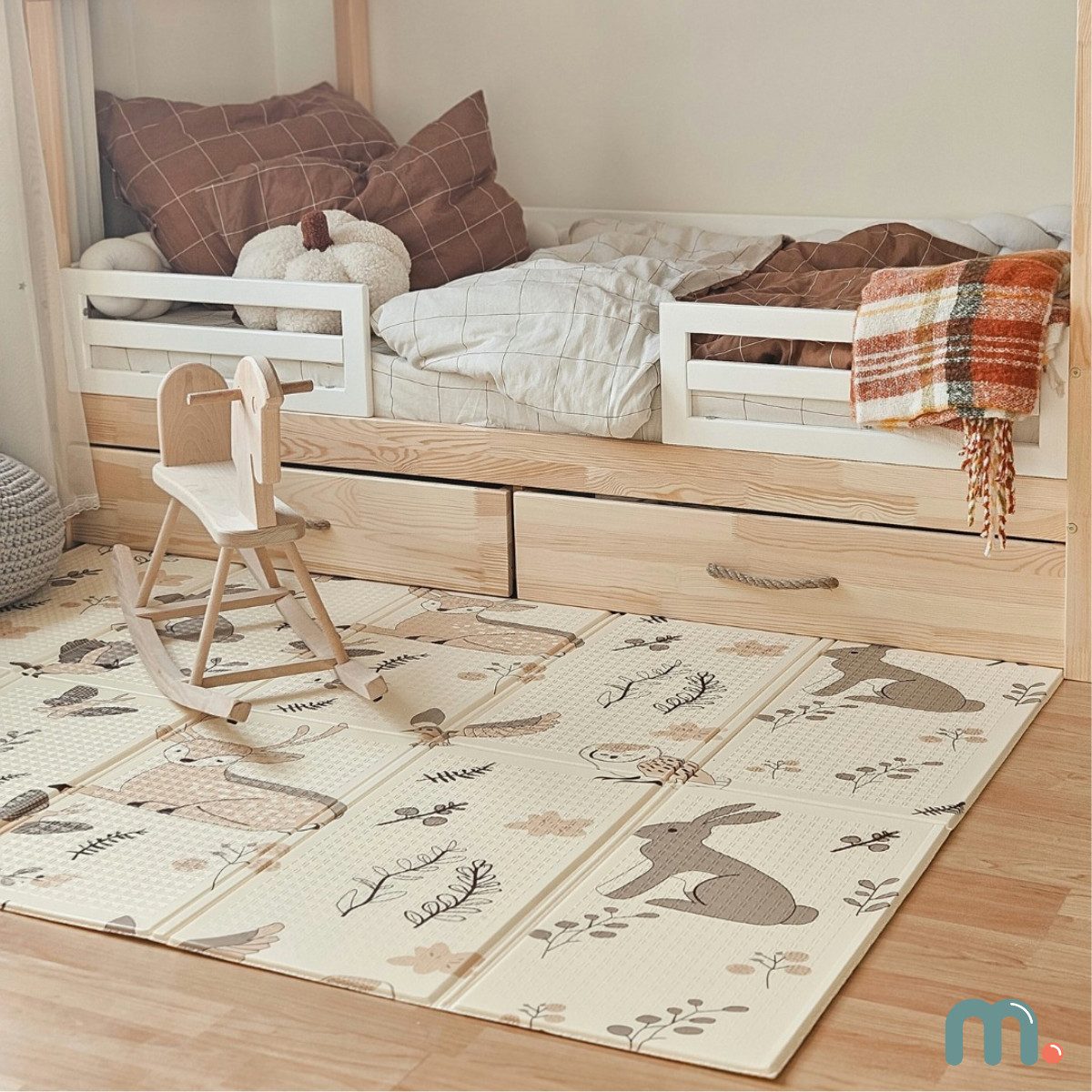 Mamabrum Spielmatte Doppelseitig faltbare Schaumstoffmatte 180 x 120 x 1 cm