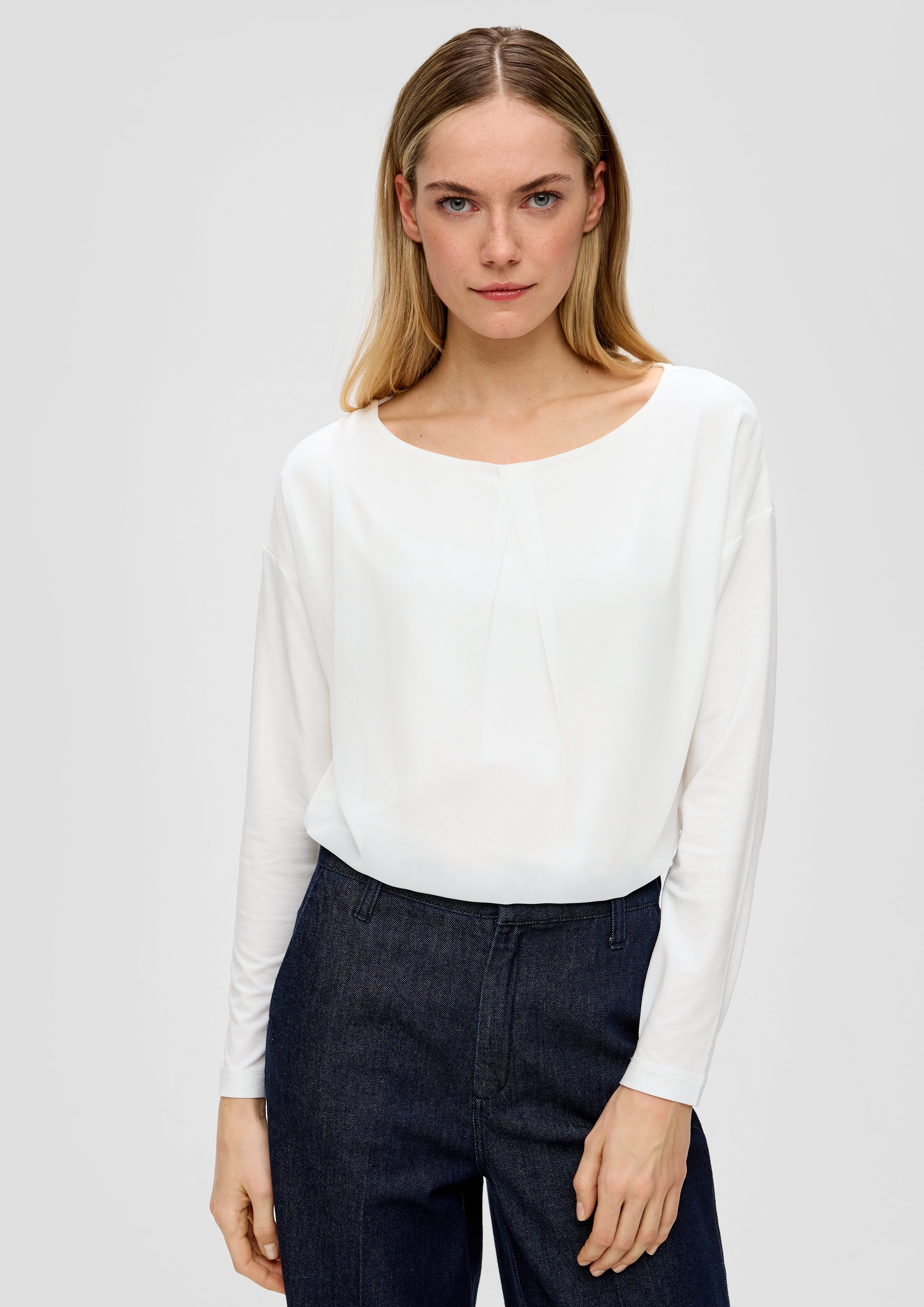 Langarmshirt T-Shirt mit Falten-Detail