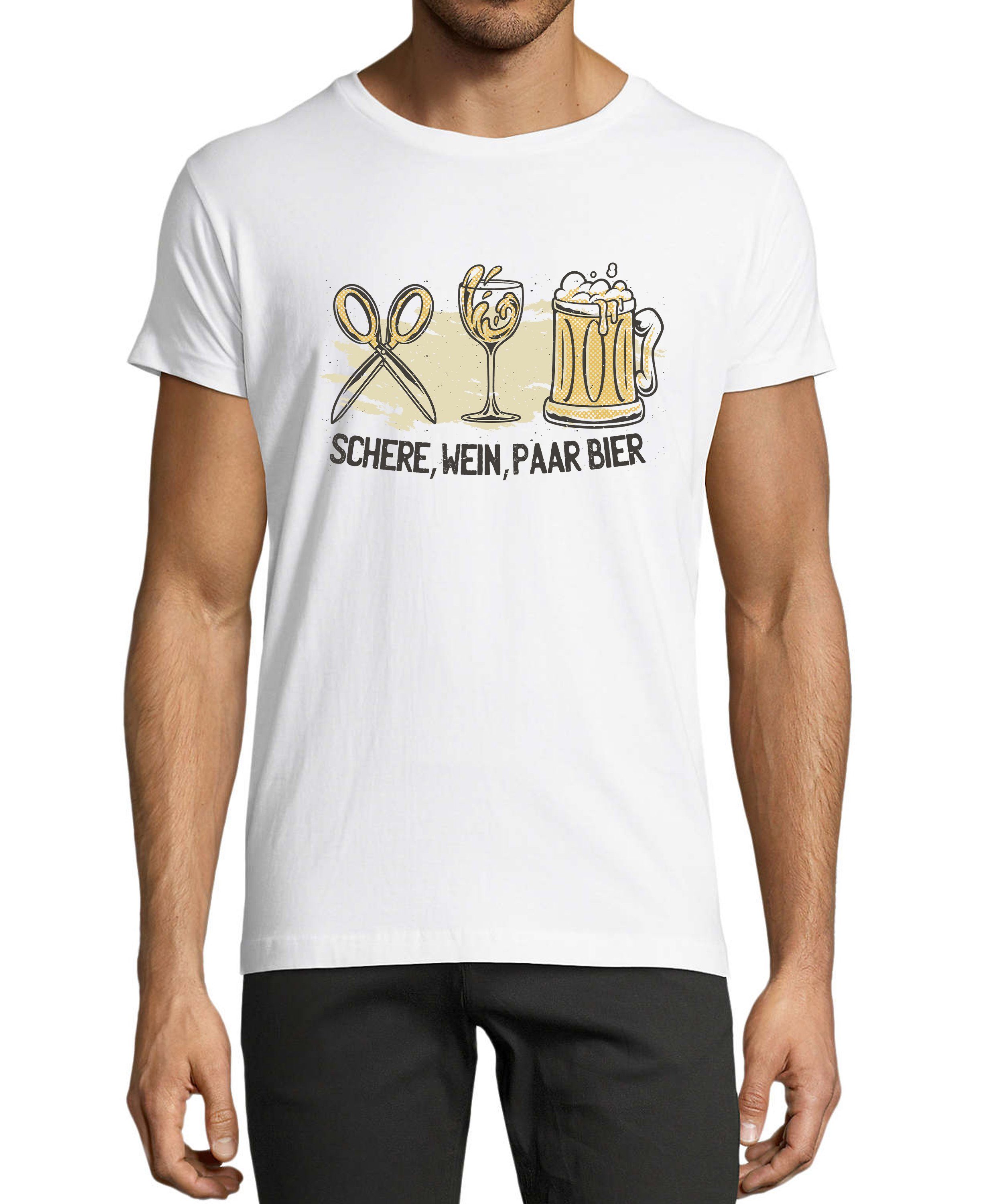 MyDesign24 Shirt mit Herren Regular T-Shirt Sprüche Wein, i321 Schere, Trinkshirt Bier Baumwollshirt Fit, Aufdruck weiss Paar -