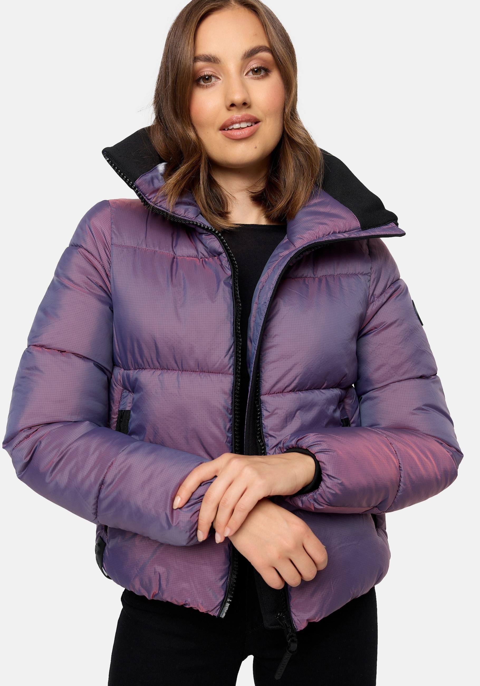 Navahoo Steppjacke Sternschnüppchen Gesteppte in beere Winterjacke Chrom-Optik Damen