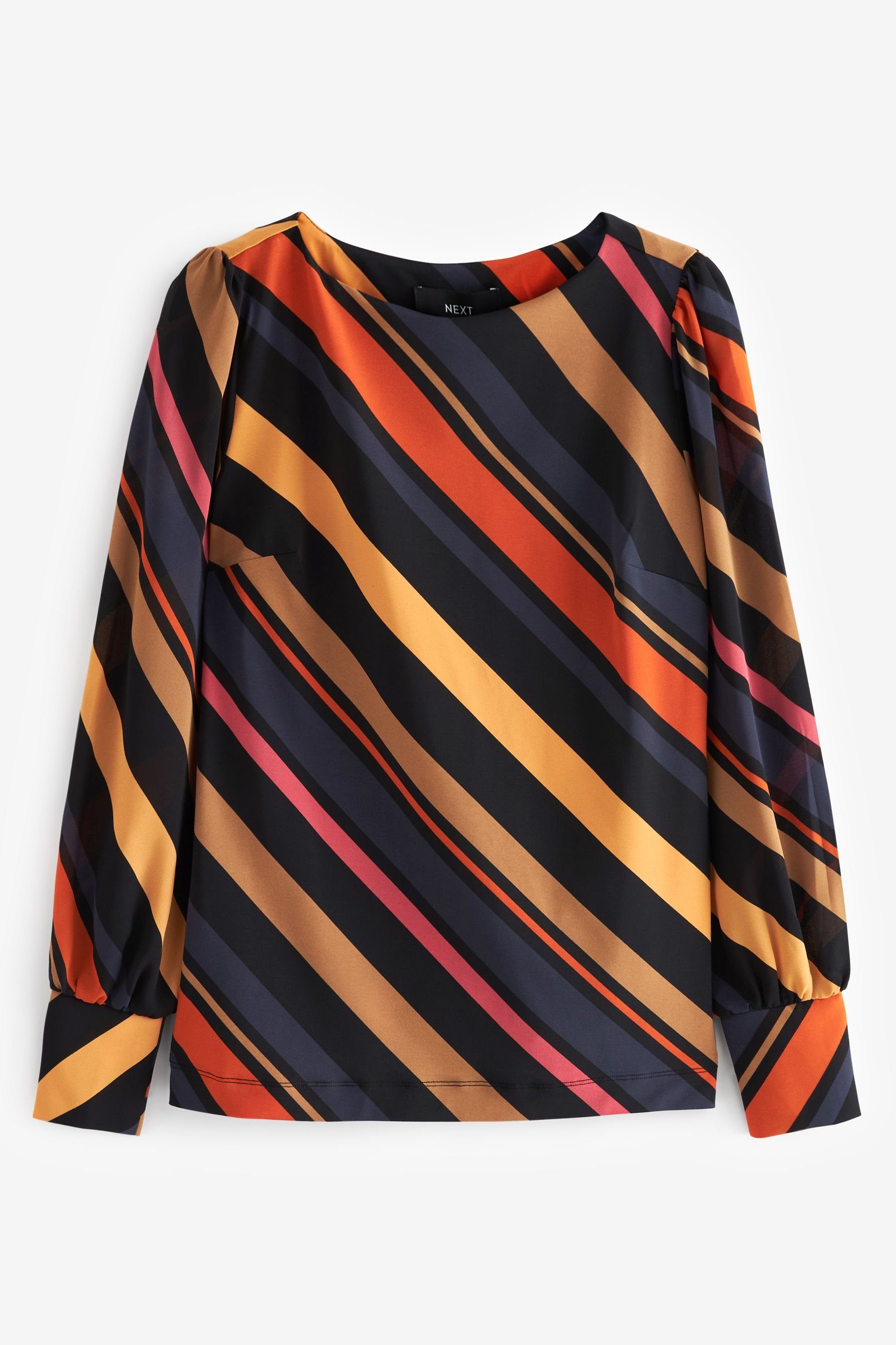 Next Blusenshirt Langärmelige mit Stripe Multi Bündchen Rundhalsbluse (1-tlg)