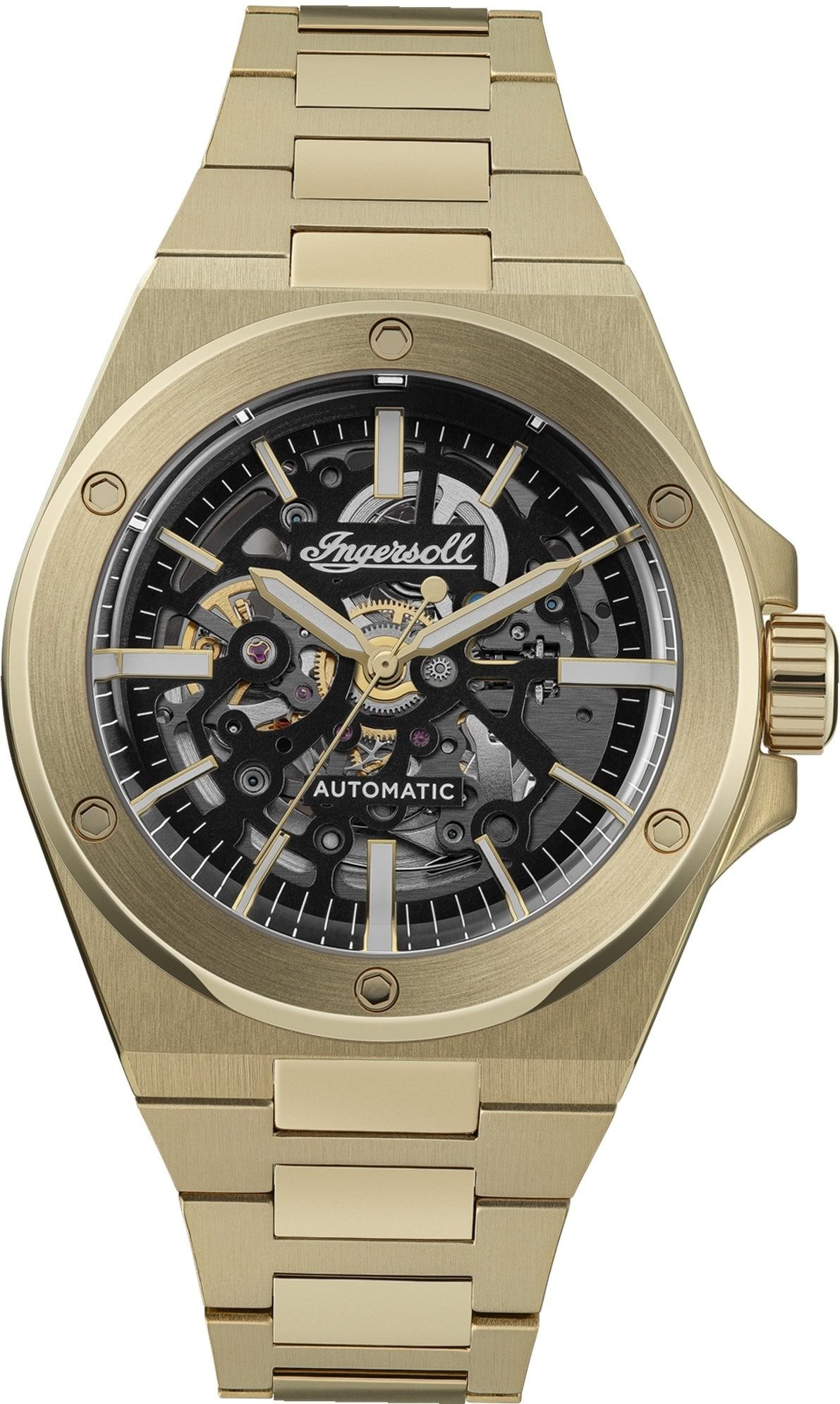 Ingersoll Quarzuhr Ingersoll Herrenuhr Edelstahl IPG gold, (Analoguhr), Herren Armbanduhr rund, Edelstahlarmband IPG gold, Fashion