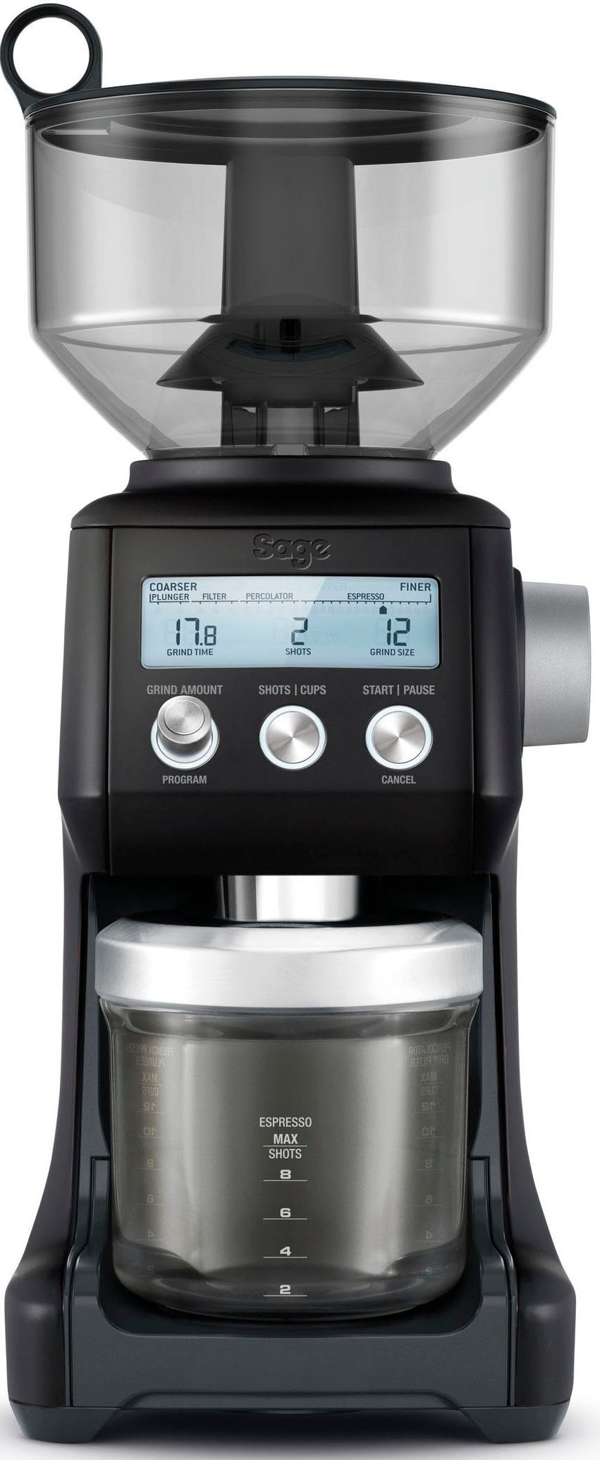 Sage Kaffeemühle the Smart Grinder Pro SCG820BTR Black Truffle, 165 W, Kegelmahlwerk, 450 g Bohnenbehälter