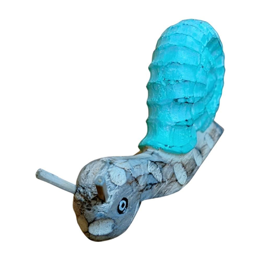 VARIOS Dekofigur Schnecke Sommerlich Deko Maritim Türkis Holz Tischdeko 25 cm (1 St), Sommerlich