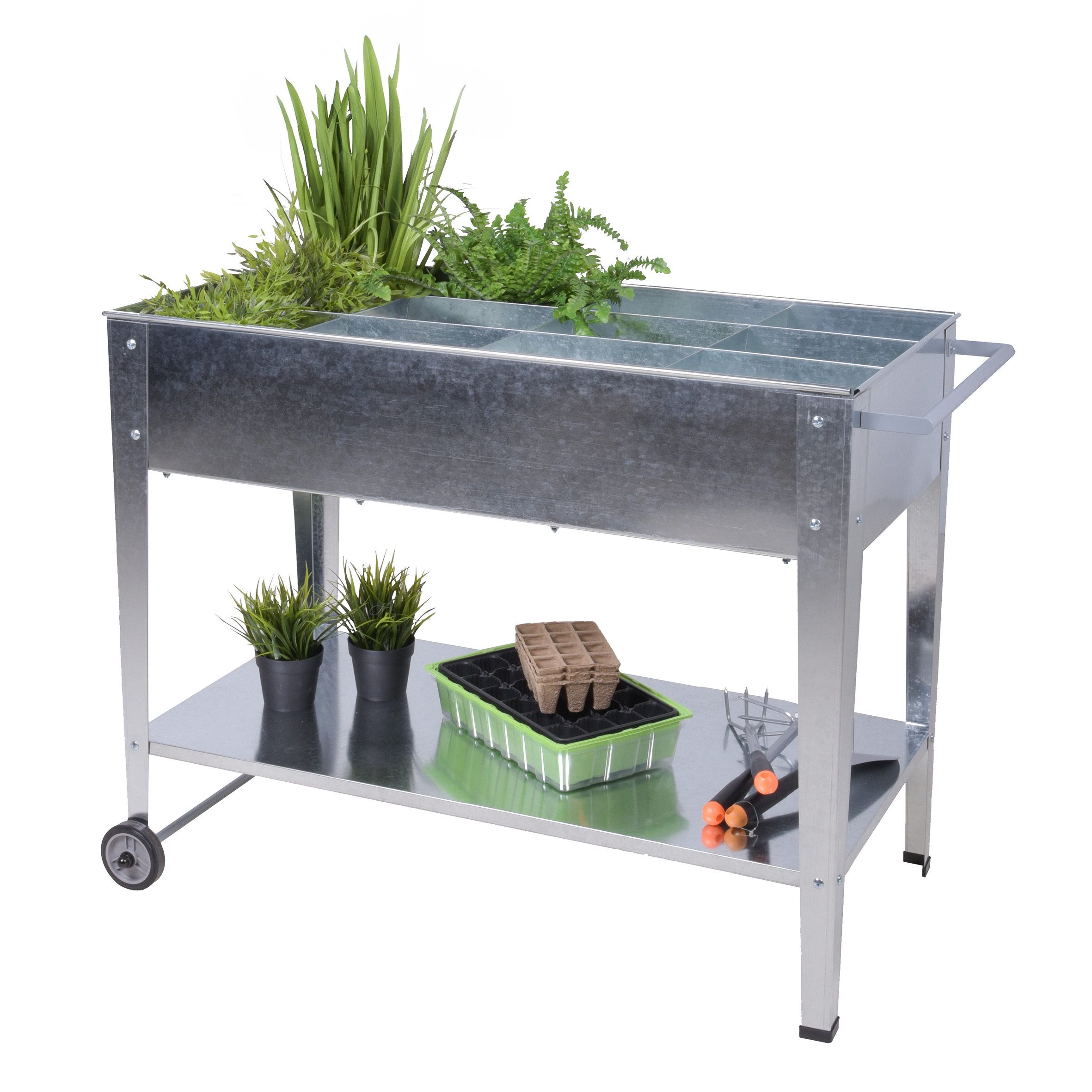Spetebo Hochbeet Metall Kräuter Hochbeet rollbar 110 x 52 cm (Stück