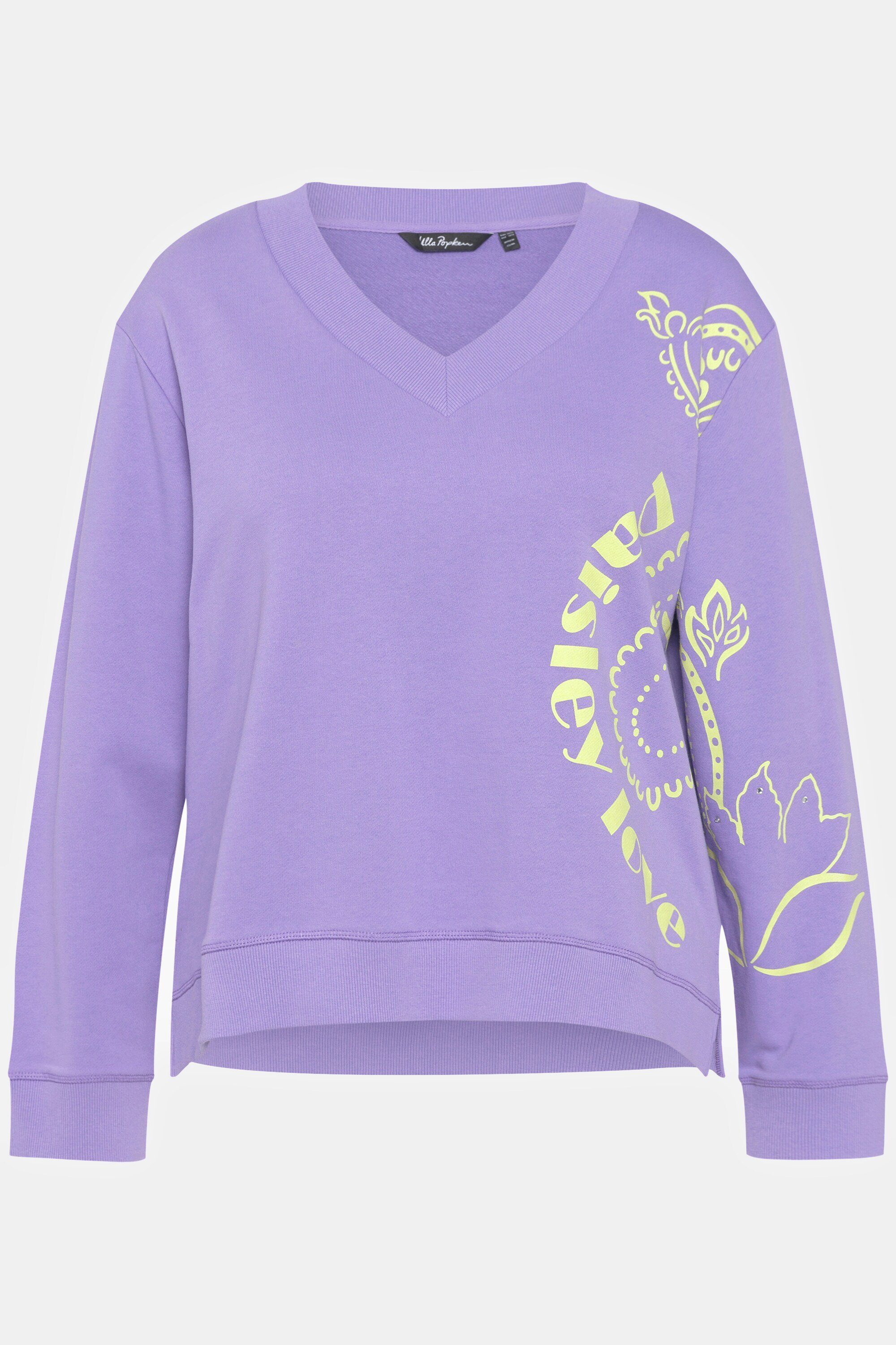 Ulla Paisley V-Ausschnitt Sweatshirt Langarm Sweatshirt A-Linie Popken