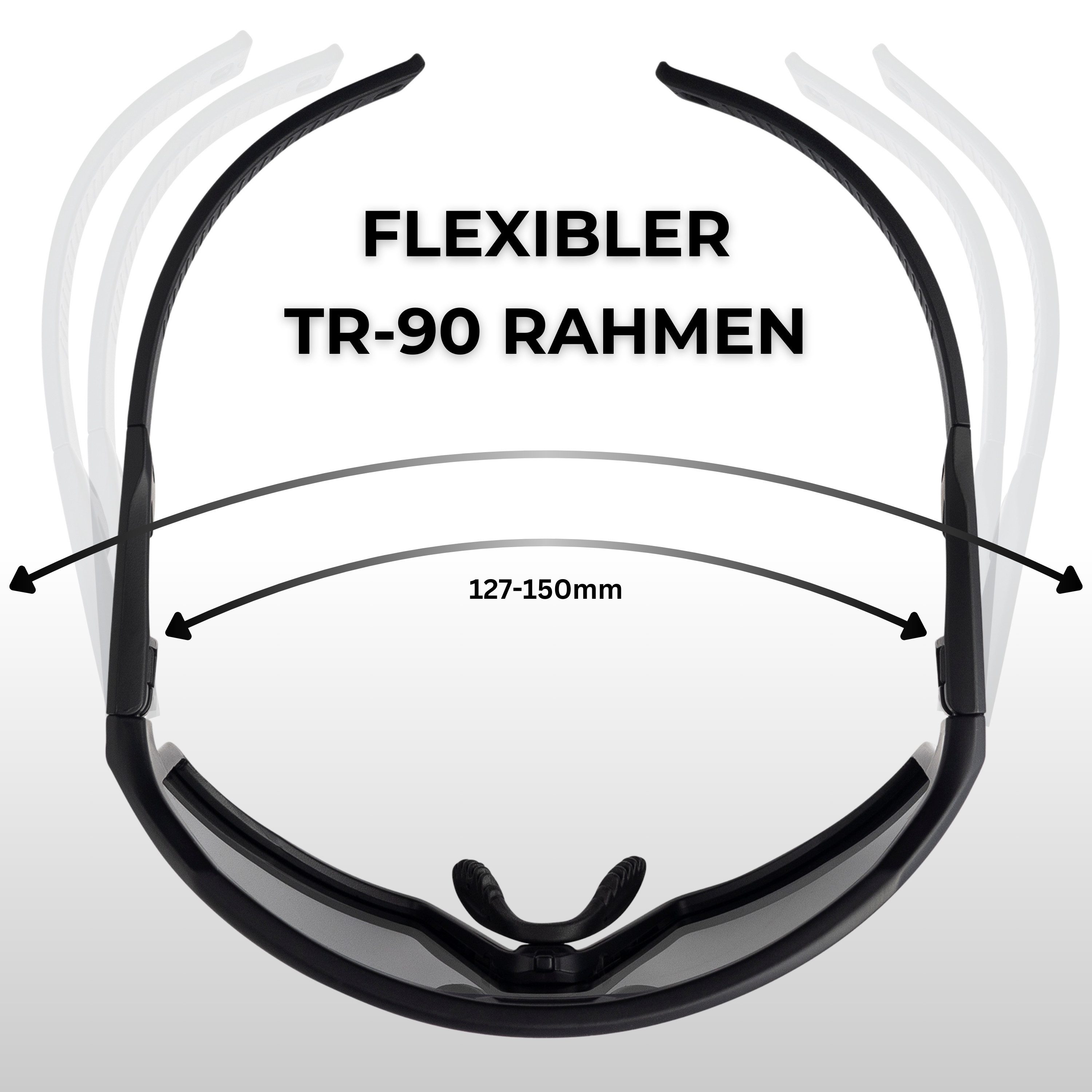 EyeAm Fahrradbrille, Sportbrille, Unisex Design, Für Sport, Rad, Laufen, MTB & Outdoor, (Modell: EAZYRUN), UV-Schutz 400