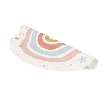 Kinderteppich Vinyl Kinderzimmer Mädchen Jungen Regenbogen, Bilderdepot24, rund - pastell glatt, nass wischbar (Saft, Tierhaare) - Saugroboter & Bodenheizung geeignet